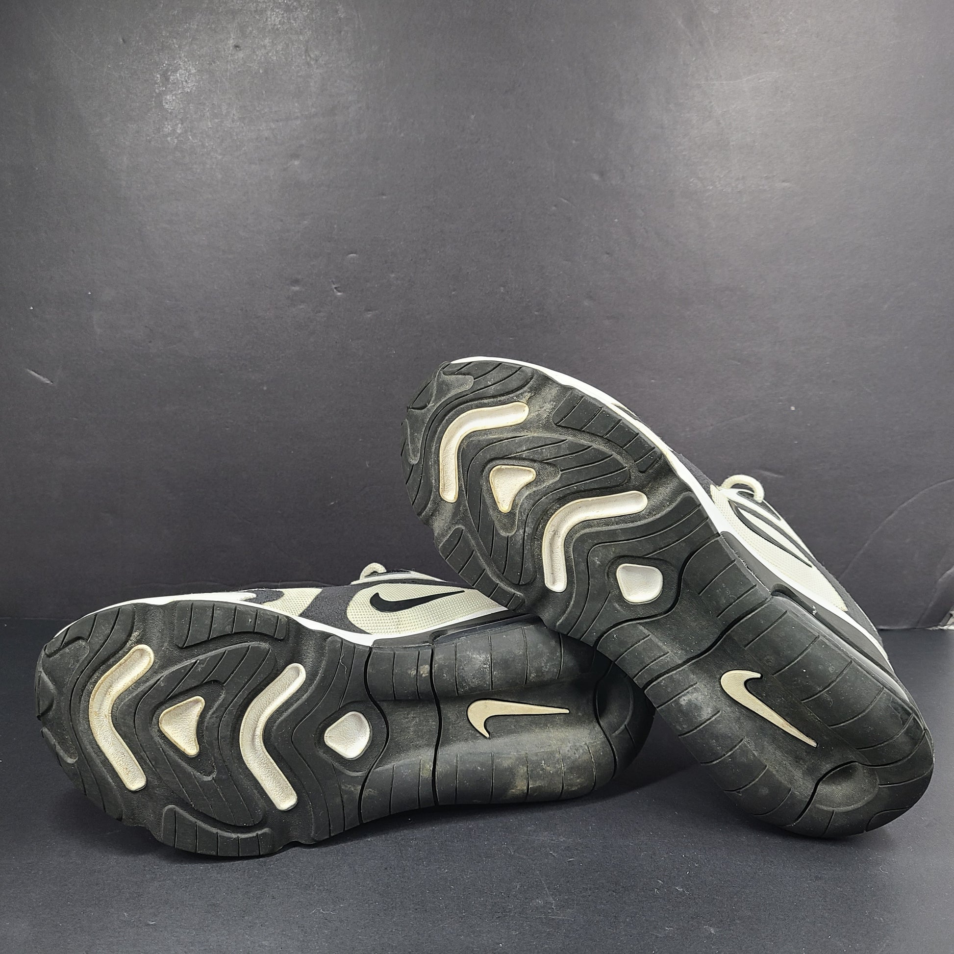 Nike Air Max 200 in black, white and beige with light sole wear and US size 9.5.