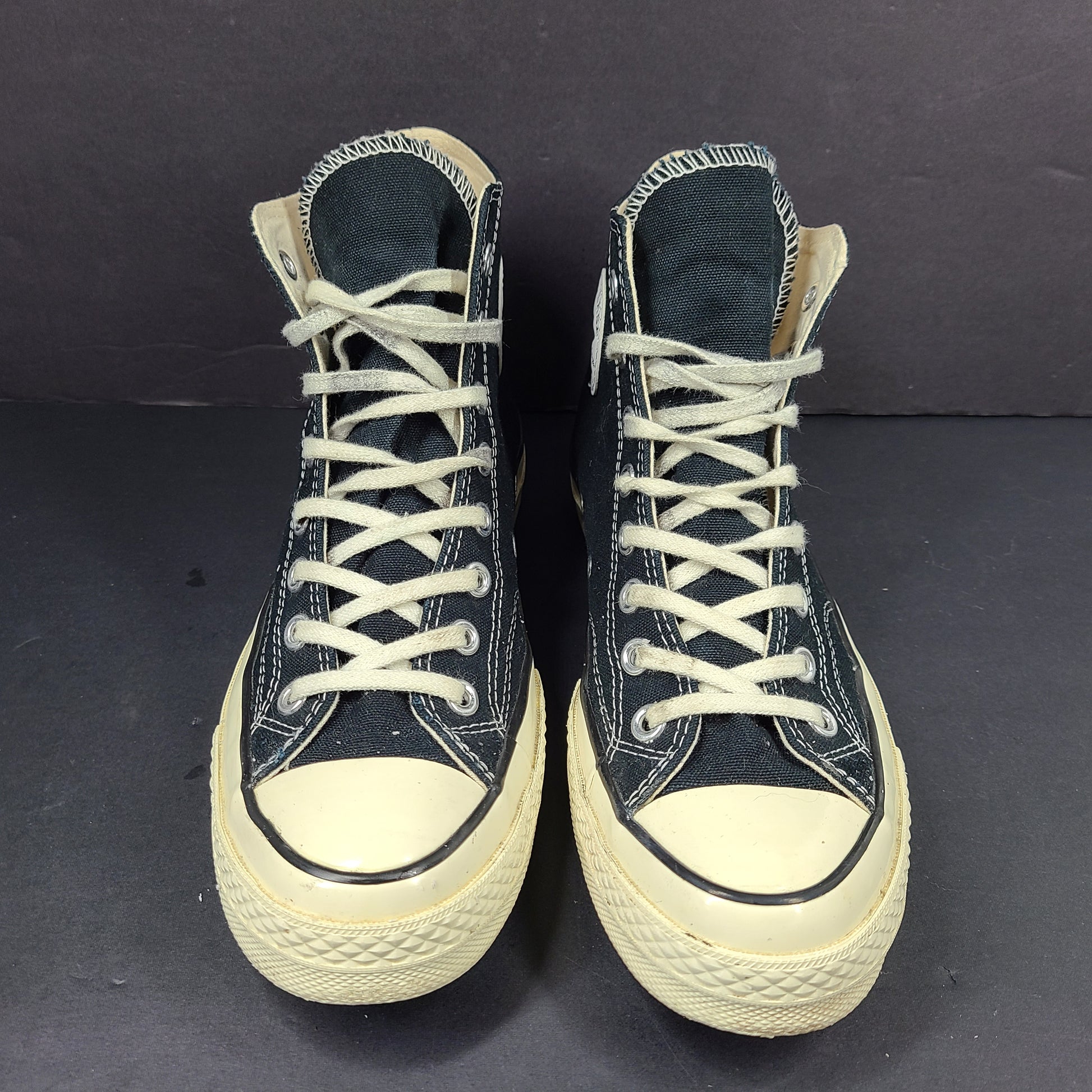 Classic black Converse Chuck Taylor All Star high-top sneakers with white rubber sole and ankle patch.