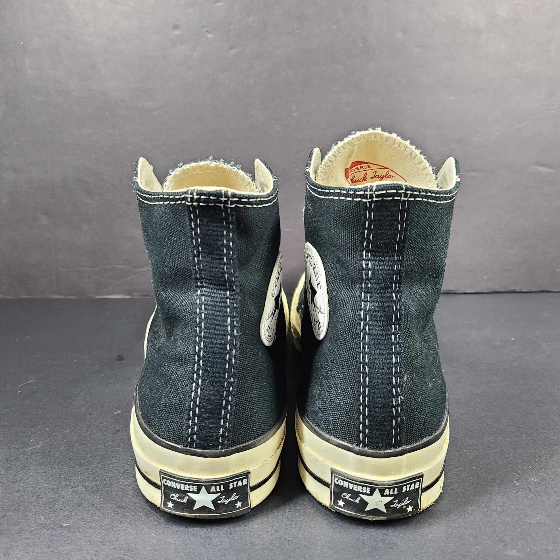 Classic black Converse Chuck Taylor All Star high-top sneakers with white rubber sole and ankle patch.