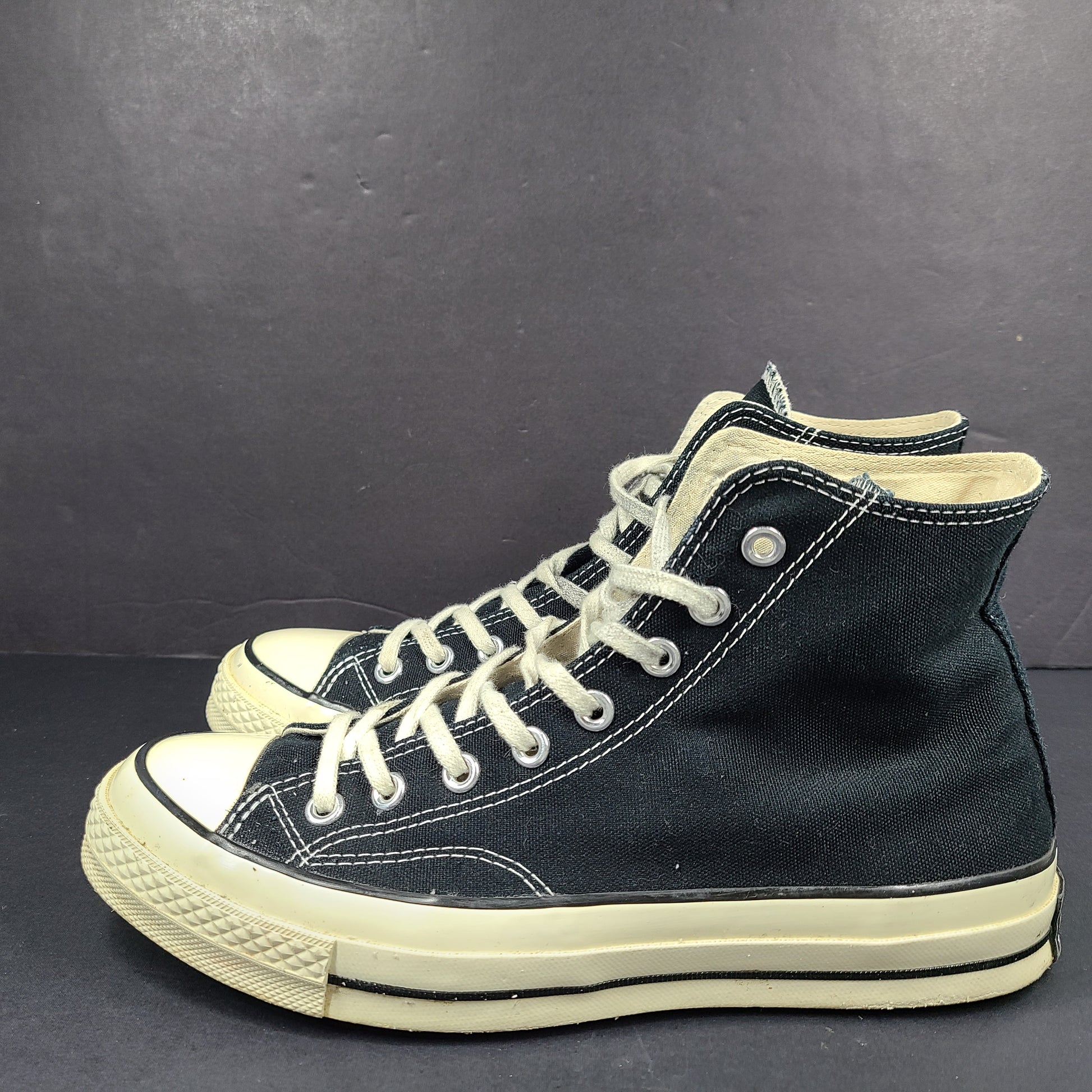 Classic black Converse Chuck Taylor All Star high-top sneakers with white rubber sole and ankle patch.