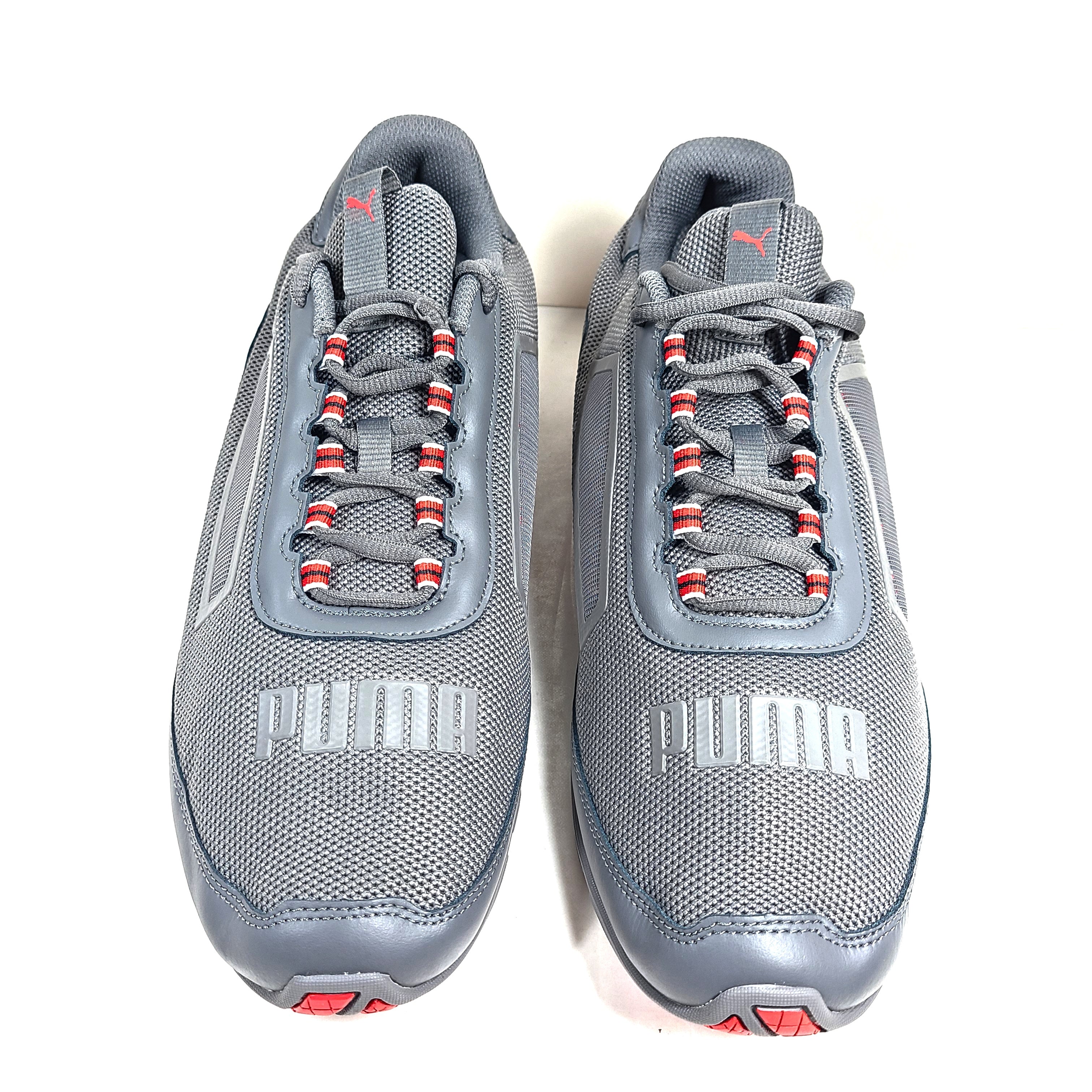 Grey and red Puma Cell Regulate NX sneakers with Soft Foam+ cushioning and an athletic profile.