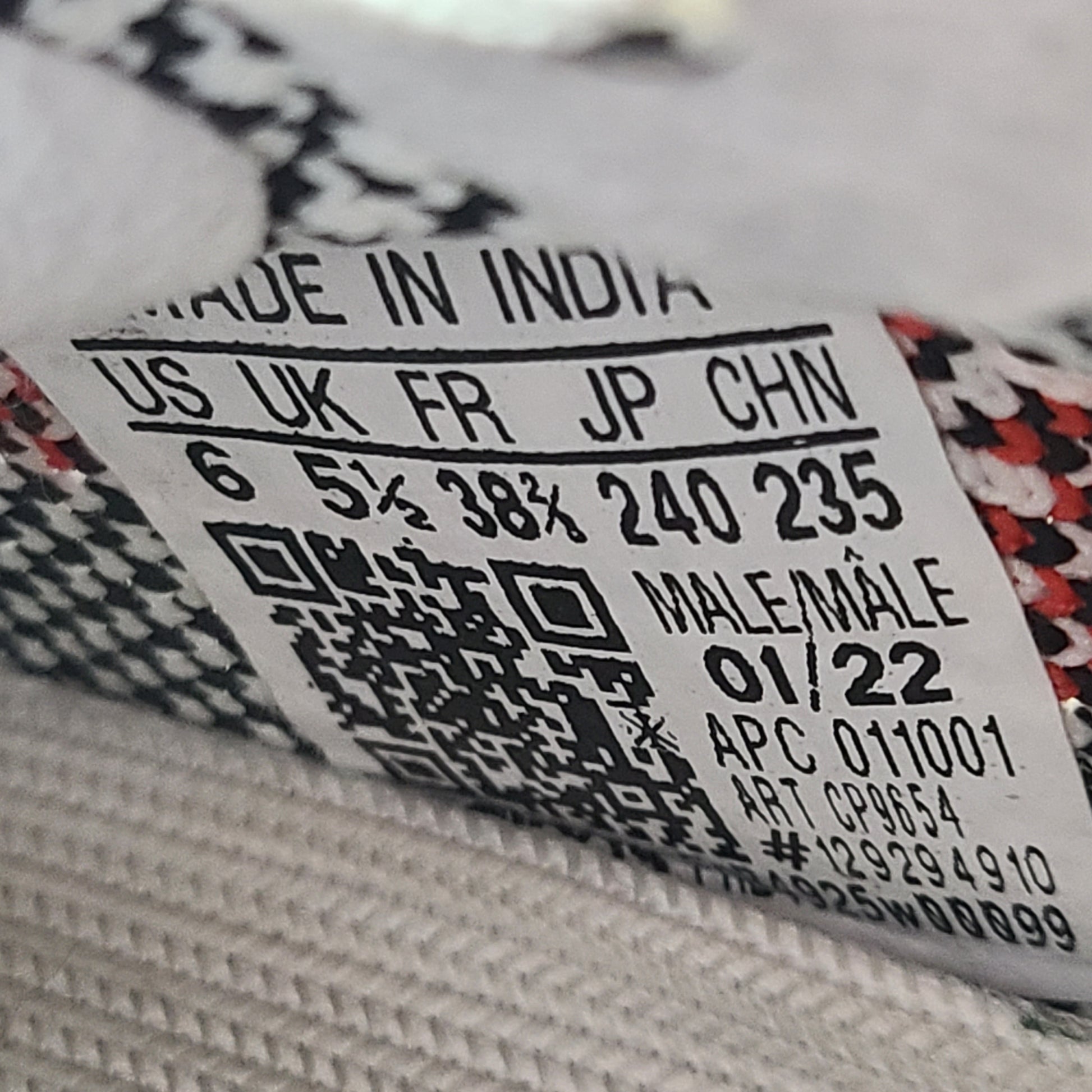 Adidas Yeezy Boost 350 V2 Zebra in white and black with red SPLY-350 branding, US size 6.