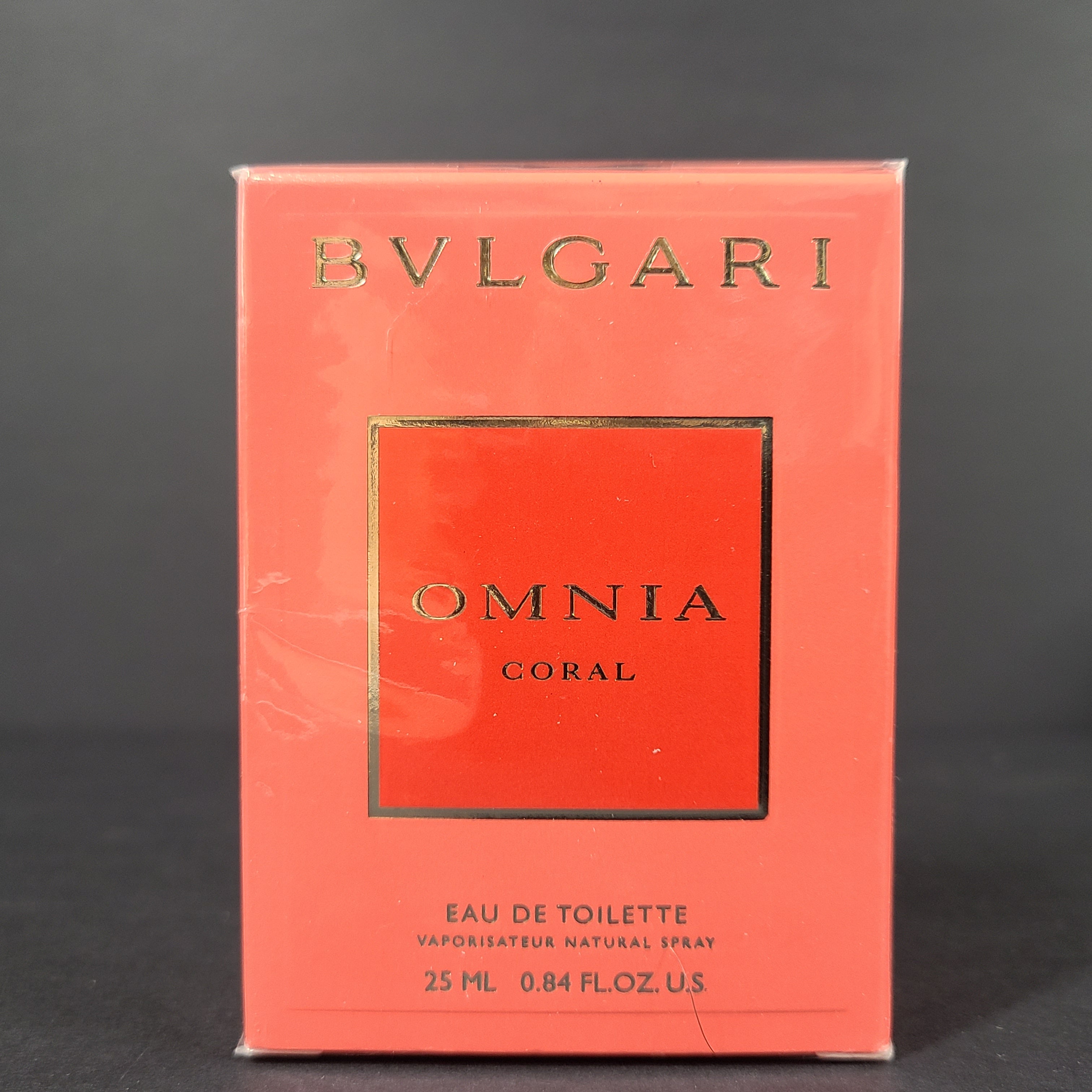 Bvlgari Omnia Coral 25ml coral eau de toilette in a sealed retail box.