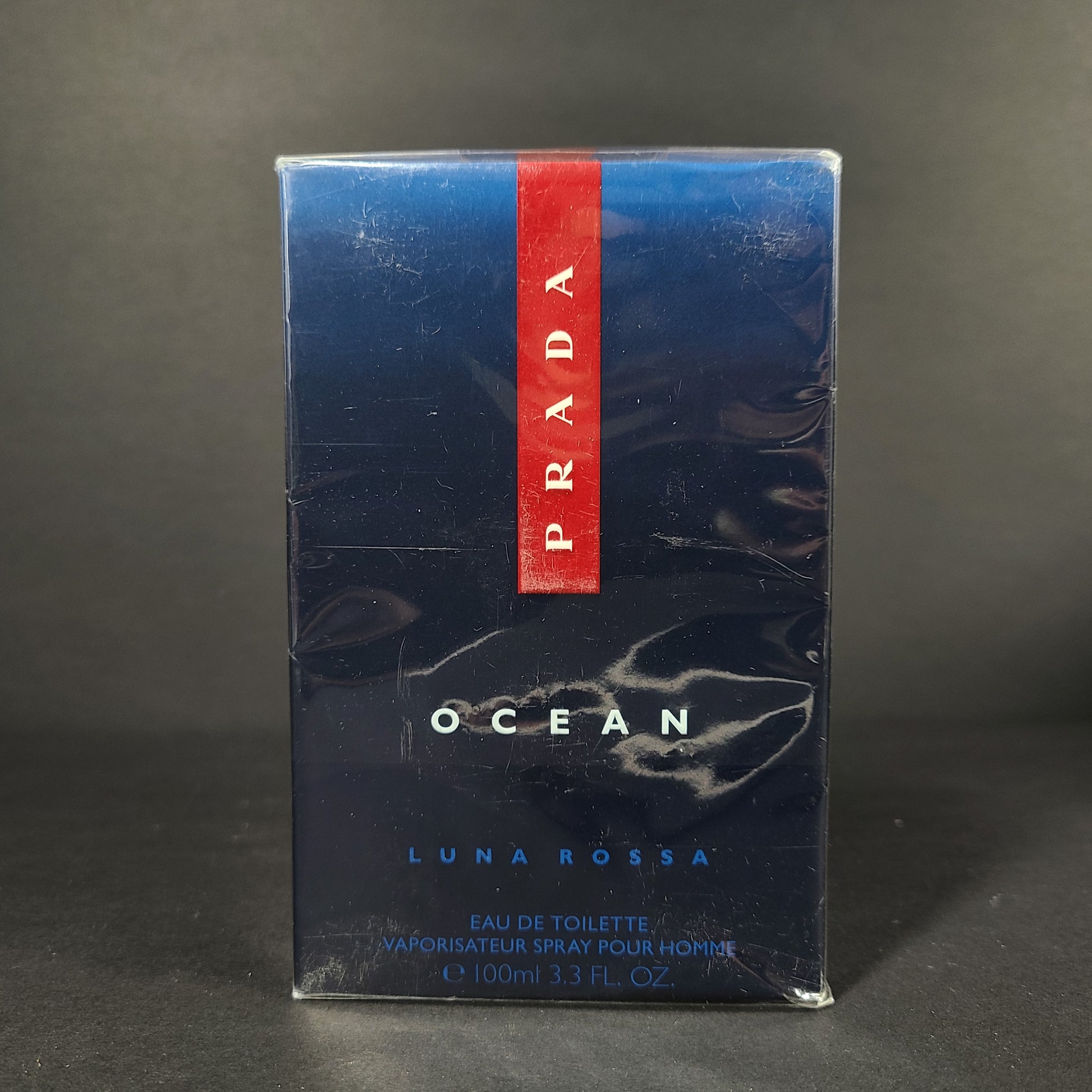 Prada Luna Rossa Ocean 100ml in blue and red boxed packaging, new and sealed.