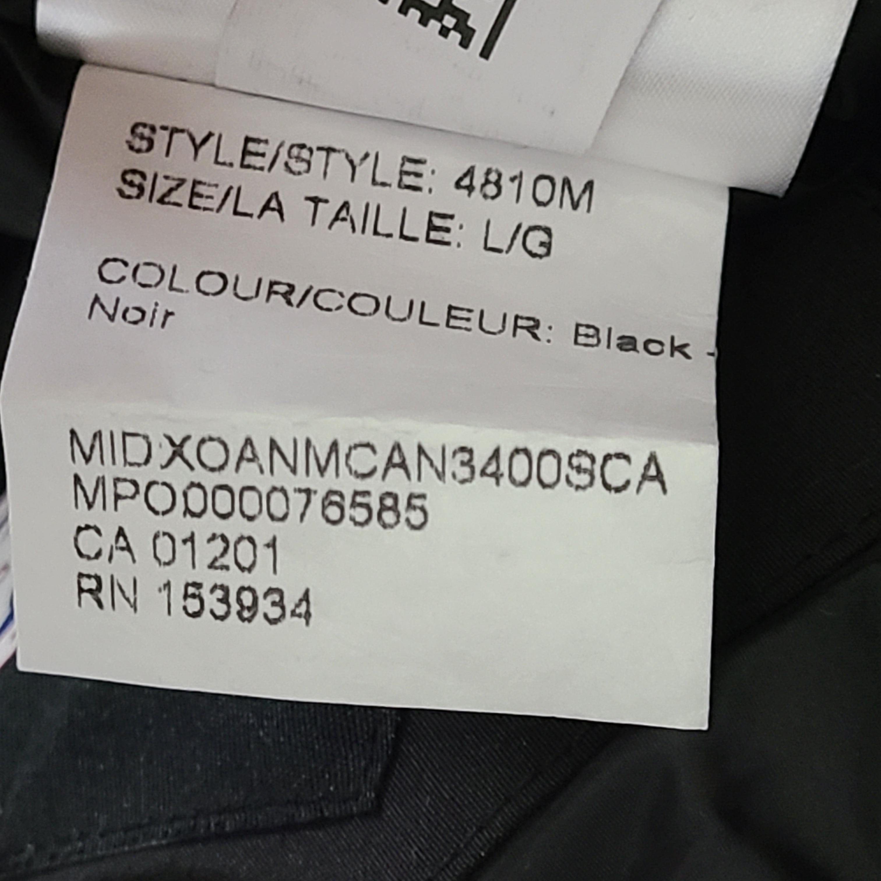 Black Canada Goose Arctic Program pants in large size with reinforced construction for cold conditions.