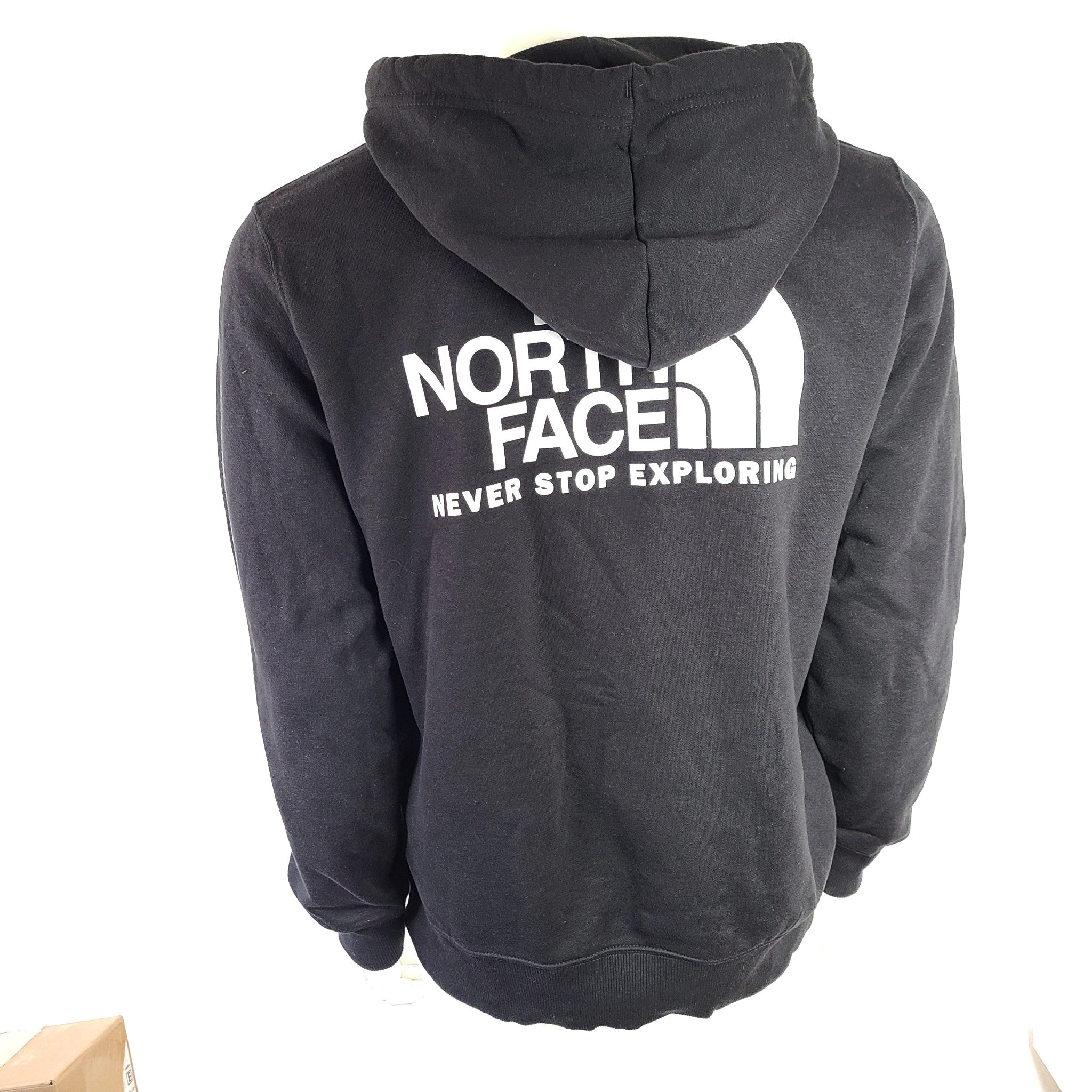 The North Face Men's Throwback Pullover Logo Print Hoodie Black Sz M