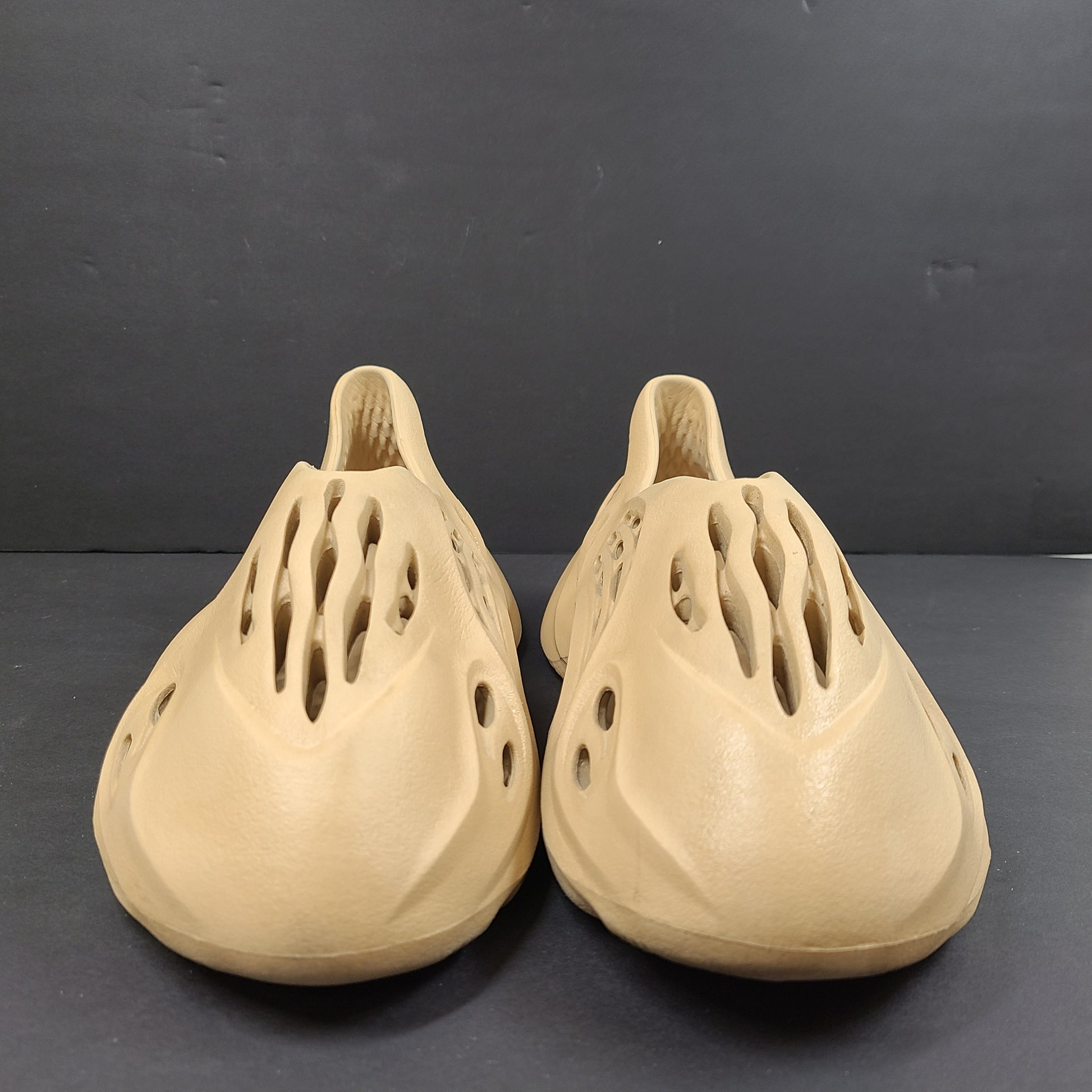 Adidas Foam Runner in beige, size US 8, slip-on foam design with ventilated construction for breathable comfort.