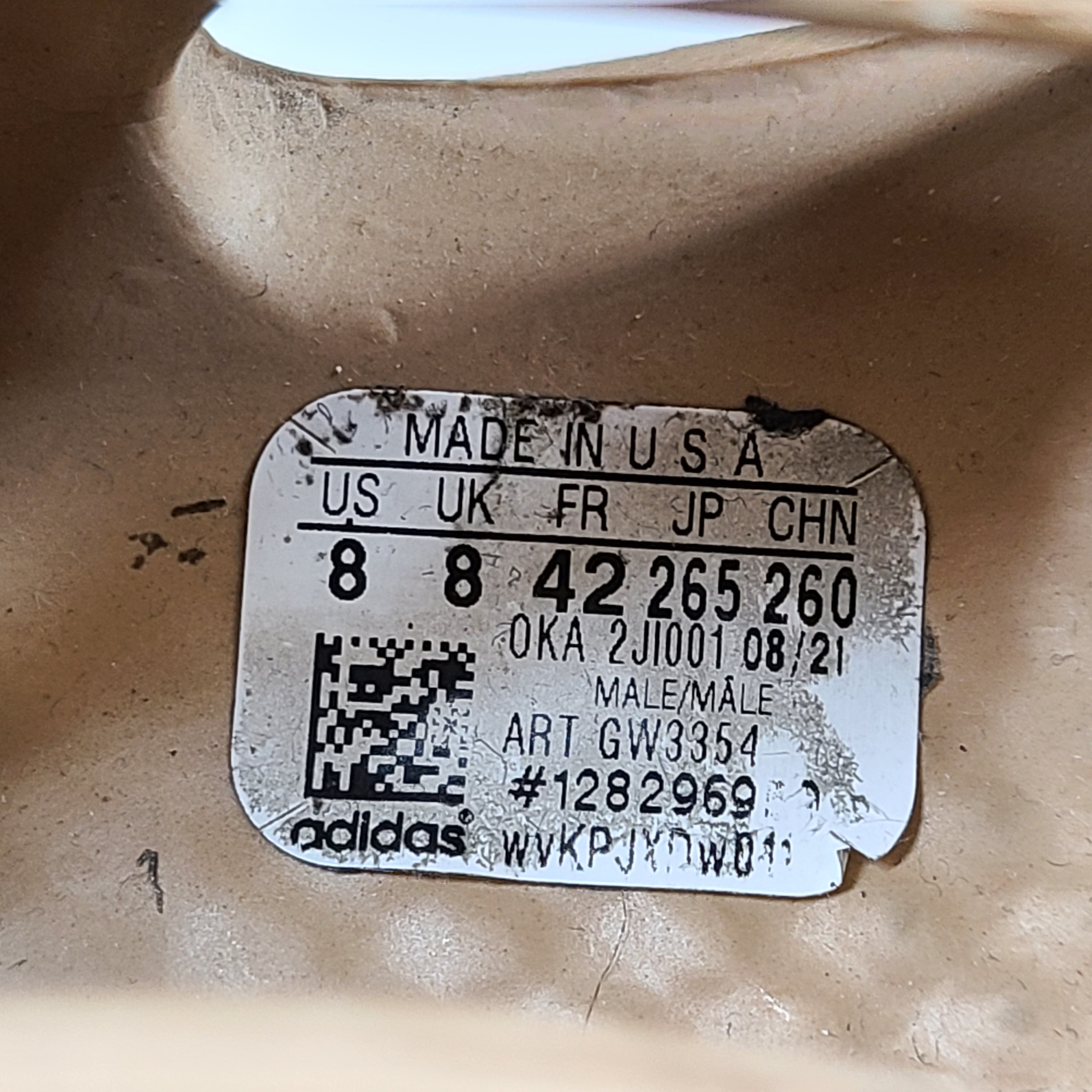 Adidas Foam Runner in beige, size US 8, slip-on foam design with ventilated construction for breathable comfort.