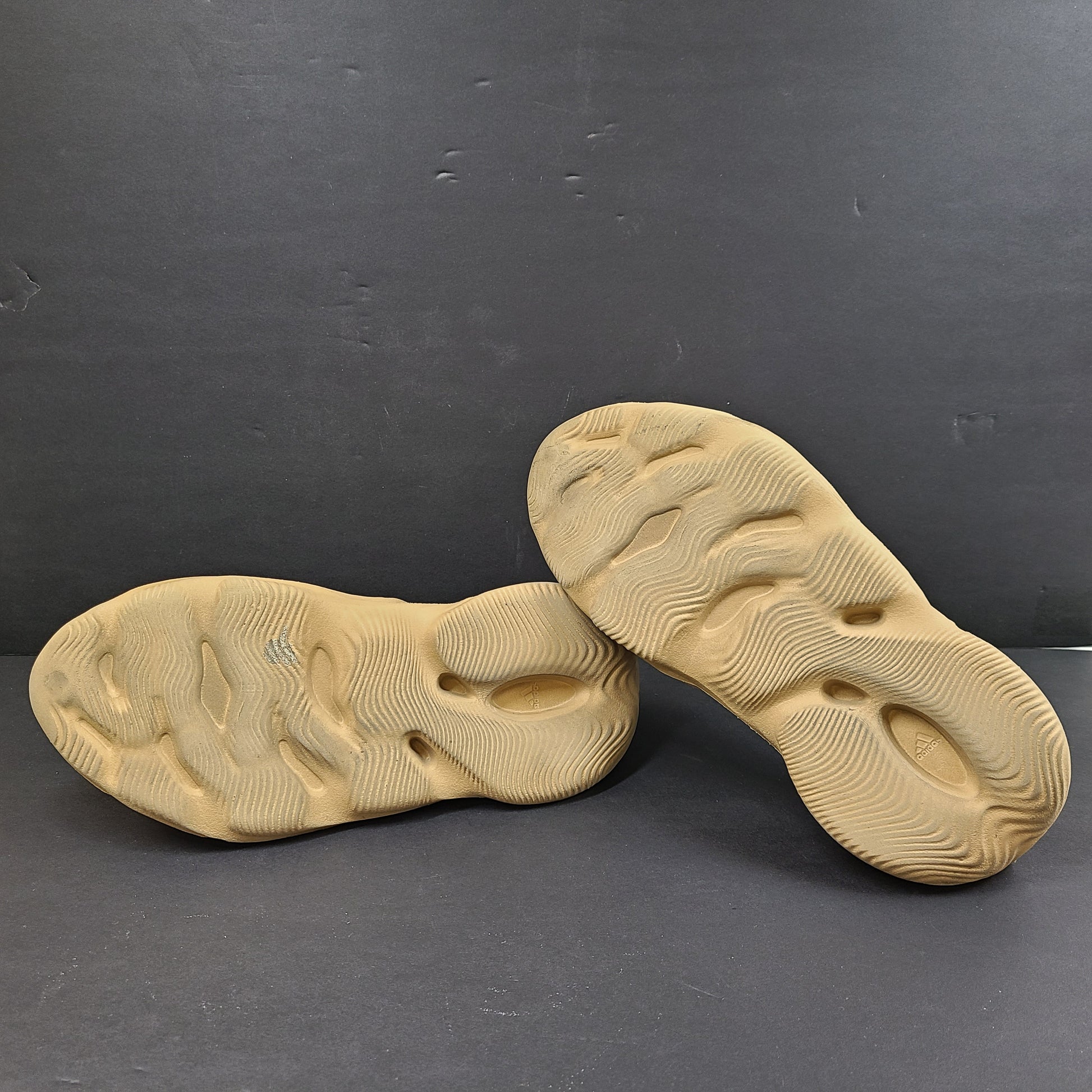 Adidas Foam Runner in beige, size US 8, slip-on foam design with ventilated construction for breathable comfort.