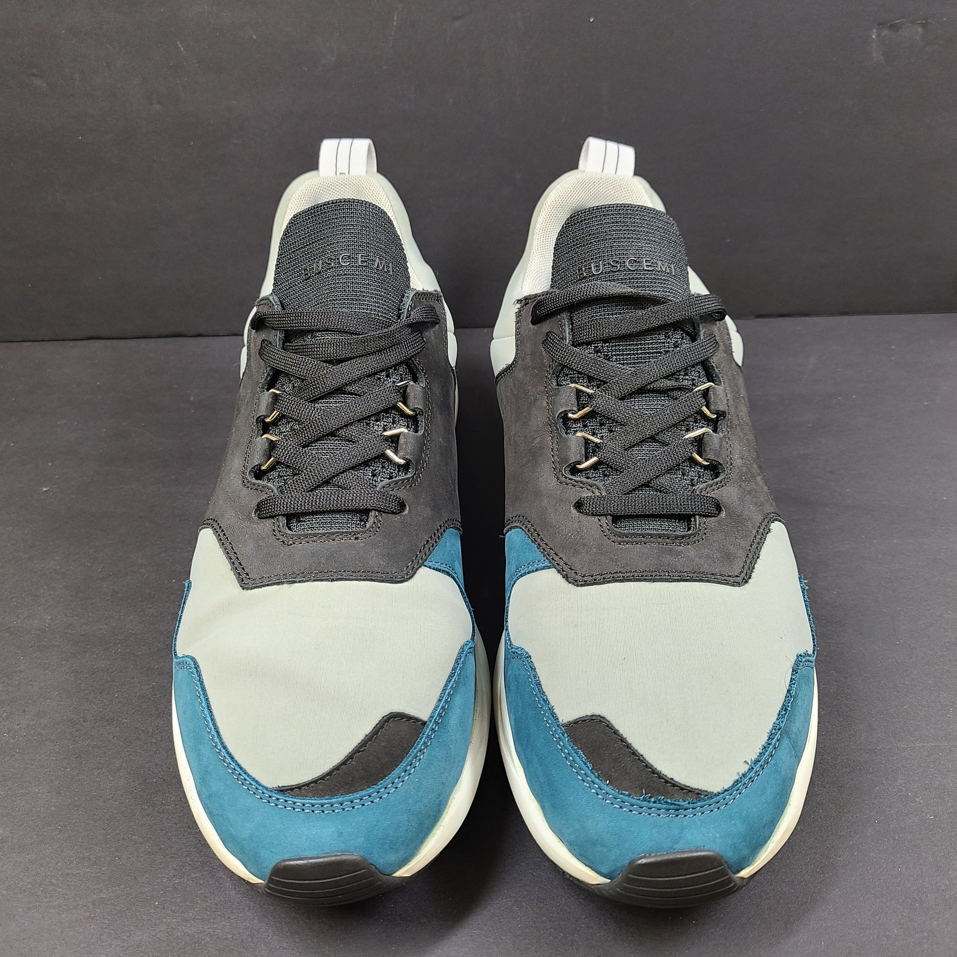 Buscemi multicolor leather sneakers in size 44 feature signature branding on tongue, heel, and sole.