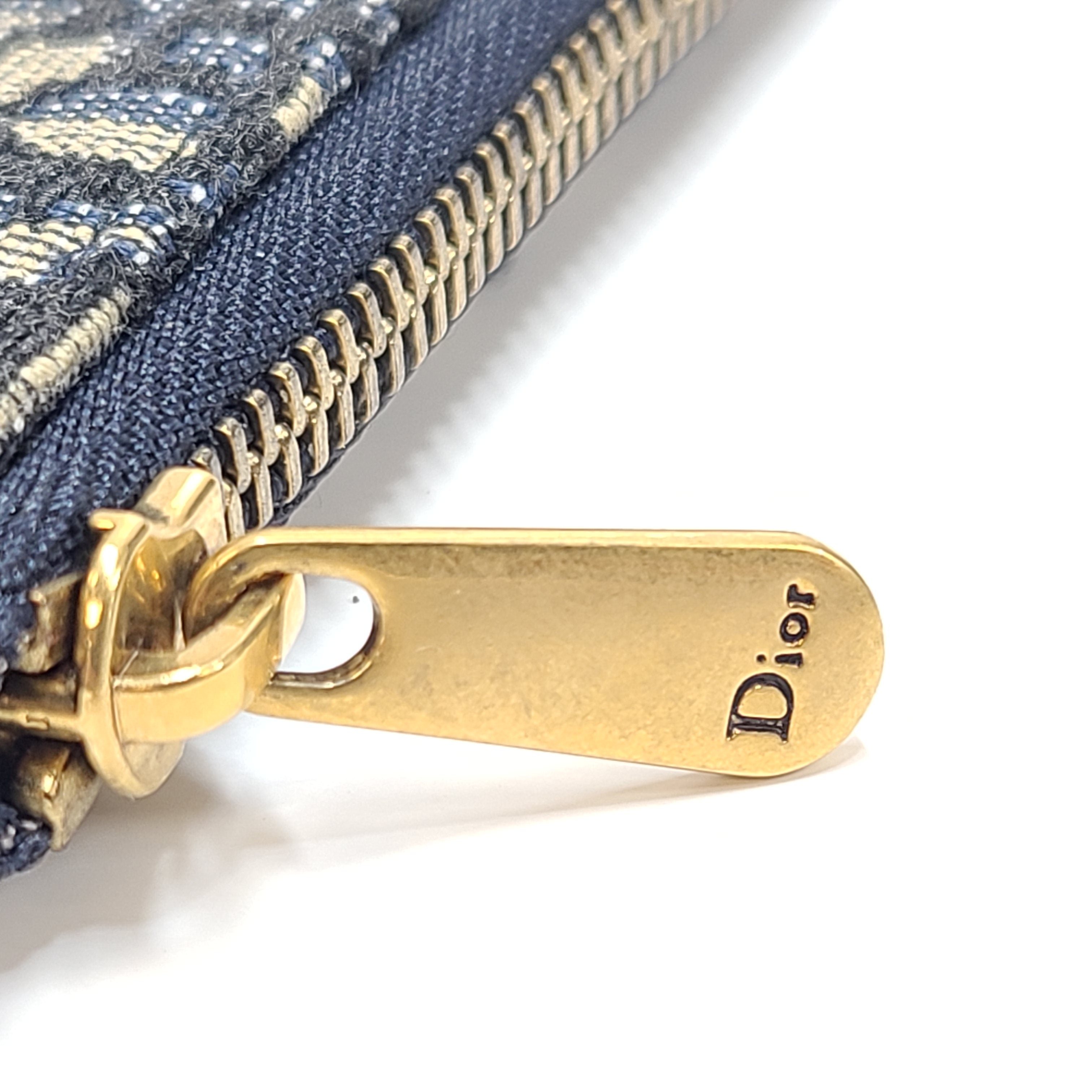 Christian Dior Small Saddle Pouch with Chain Handbag Oblique Canvas Blue