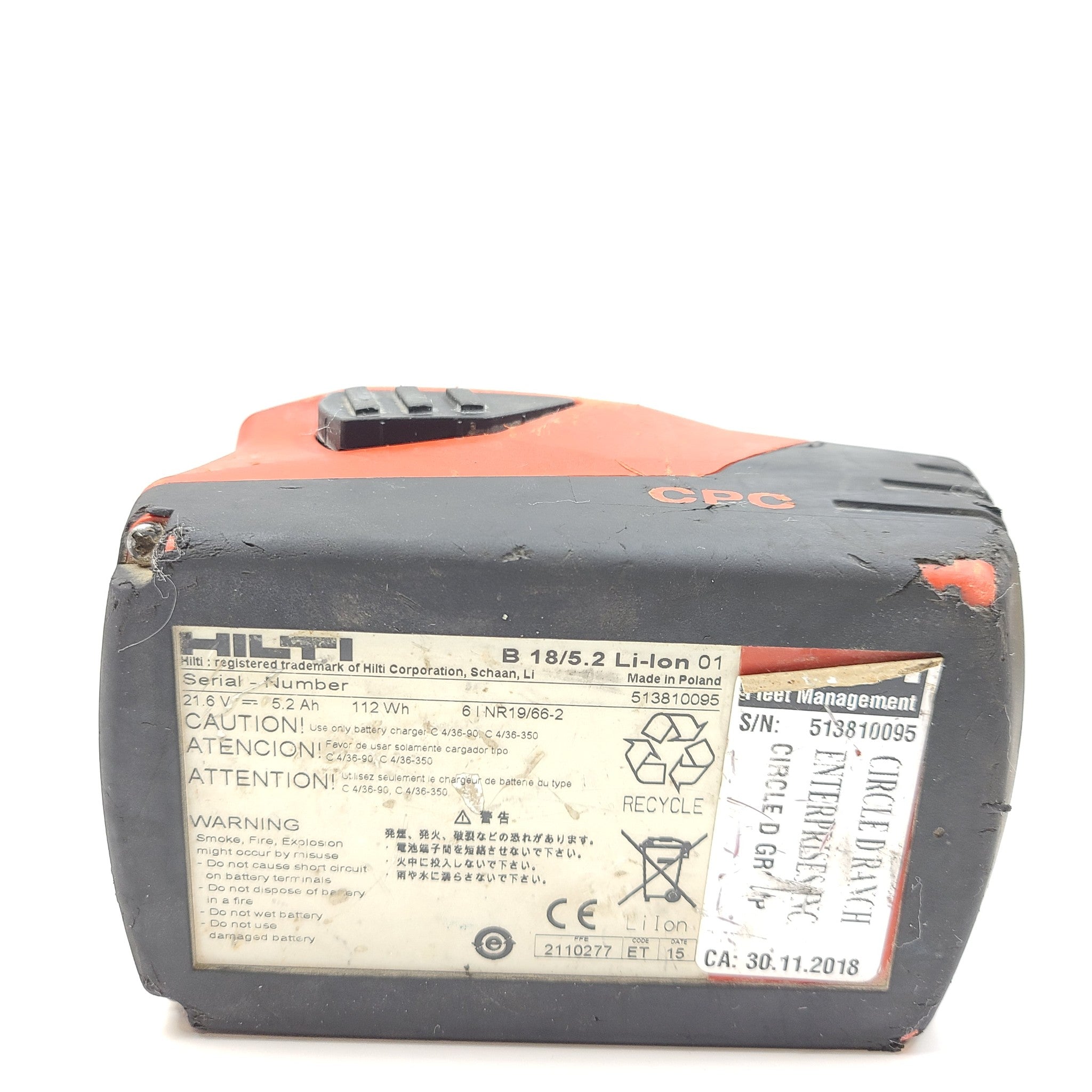 Hilti CPC B 18/5.2 Lithium-Ion Battery 112Wh 5.2Ah