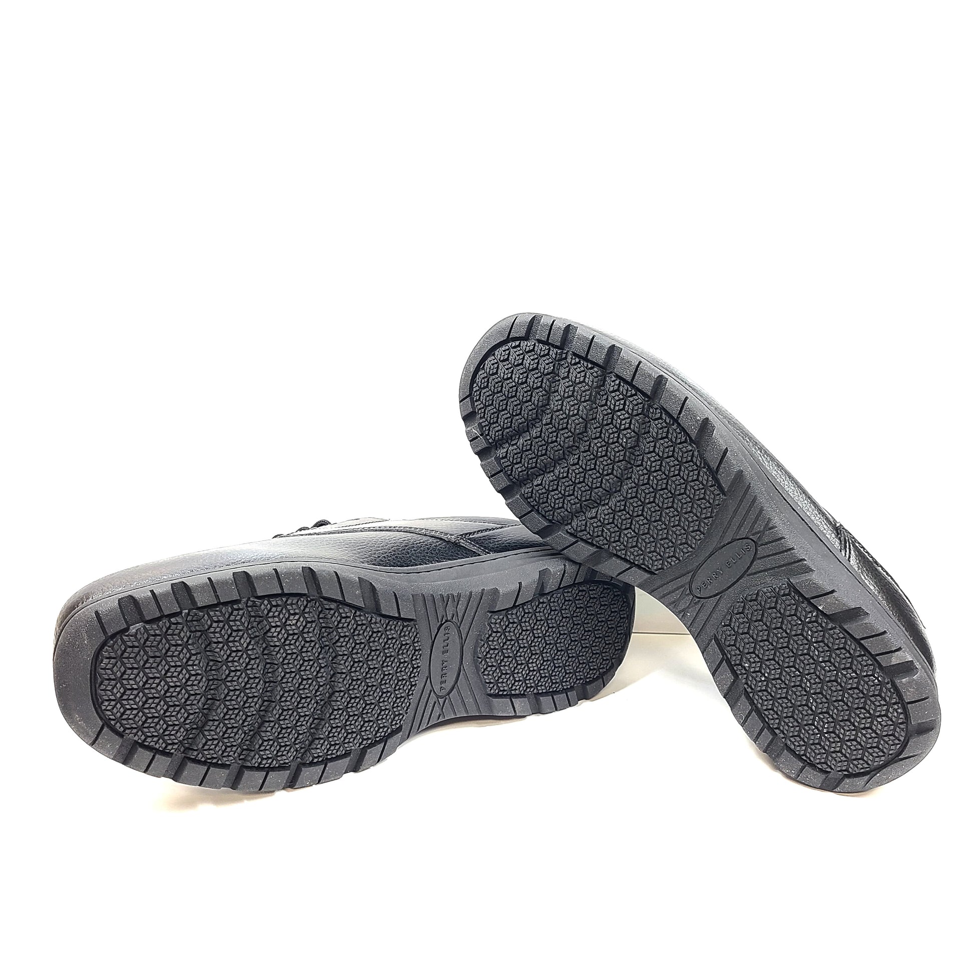 Black Perry Ellis Portfolio SG2 WIDE men's wide-fit shoes with cushioned insole and slip-resistant outsole.