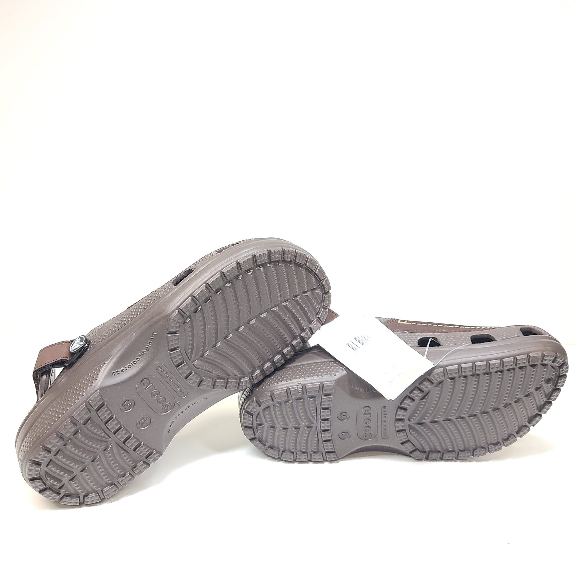 Brown Crocs Yukon Vista II men's clog in US M8 with faux-leather upper and cushioned outsole.