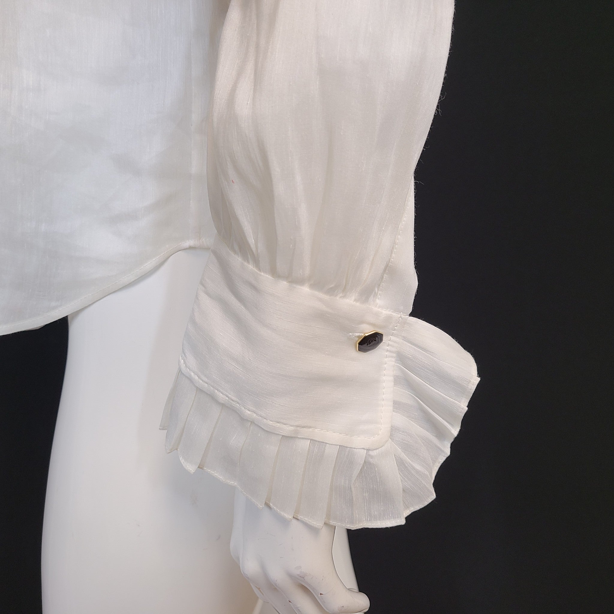 Sandro Paris Women's Fedel Silk & Linen Shirt Ruffled White Sz 0
