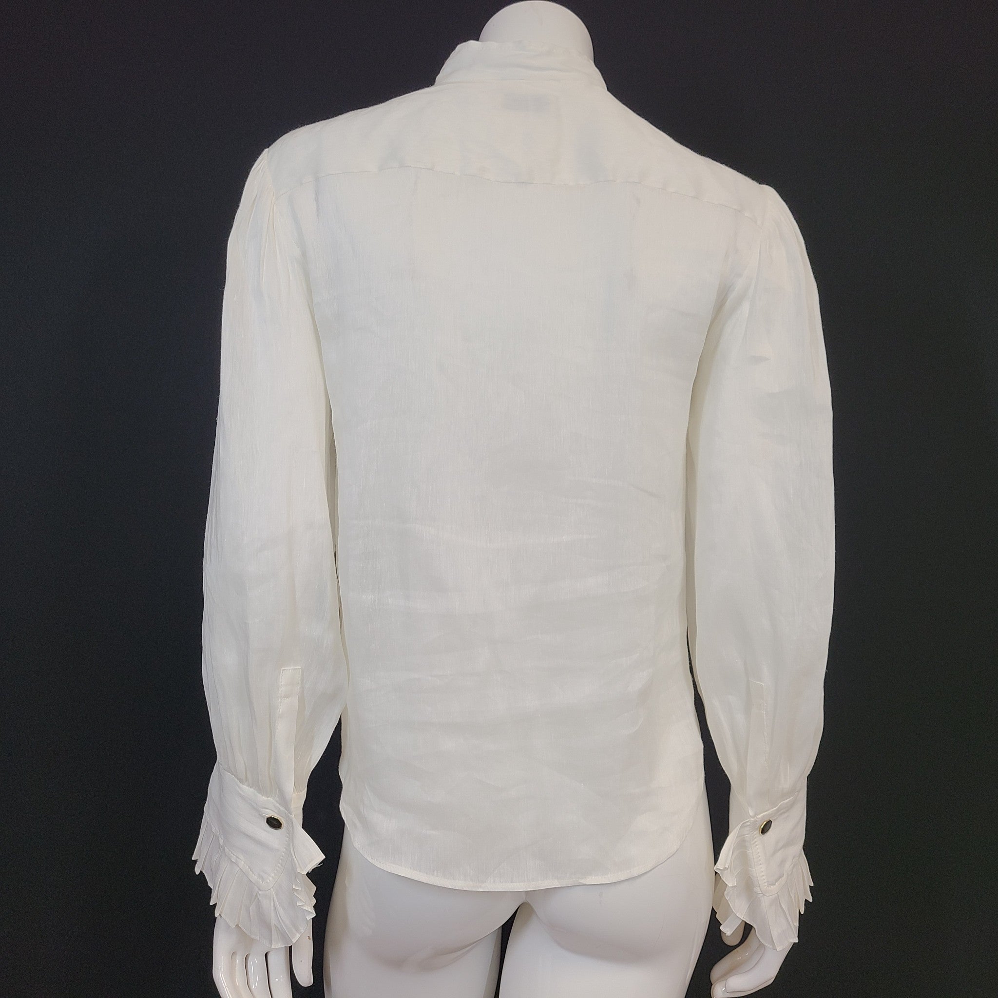 Sandro Paris Women's Fedel Silk & Linen Shirt Ruffled White Sz 0