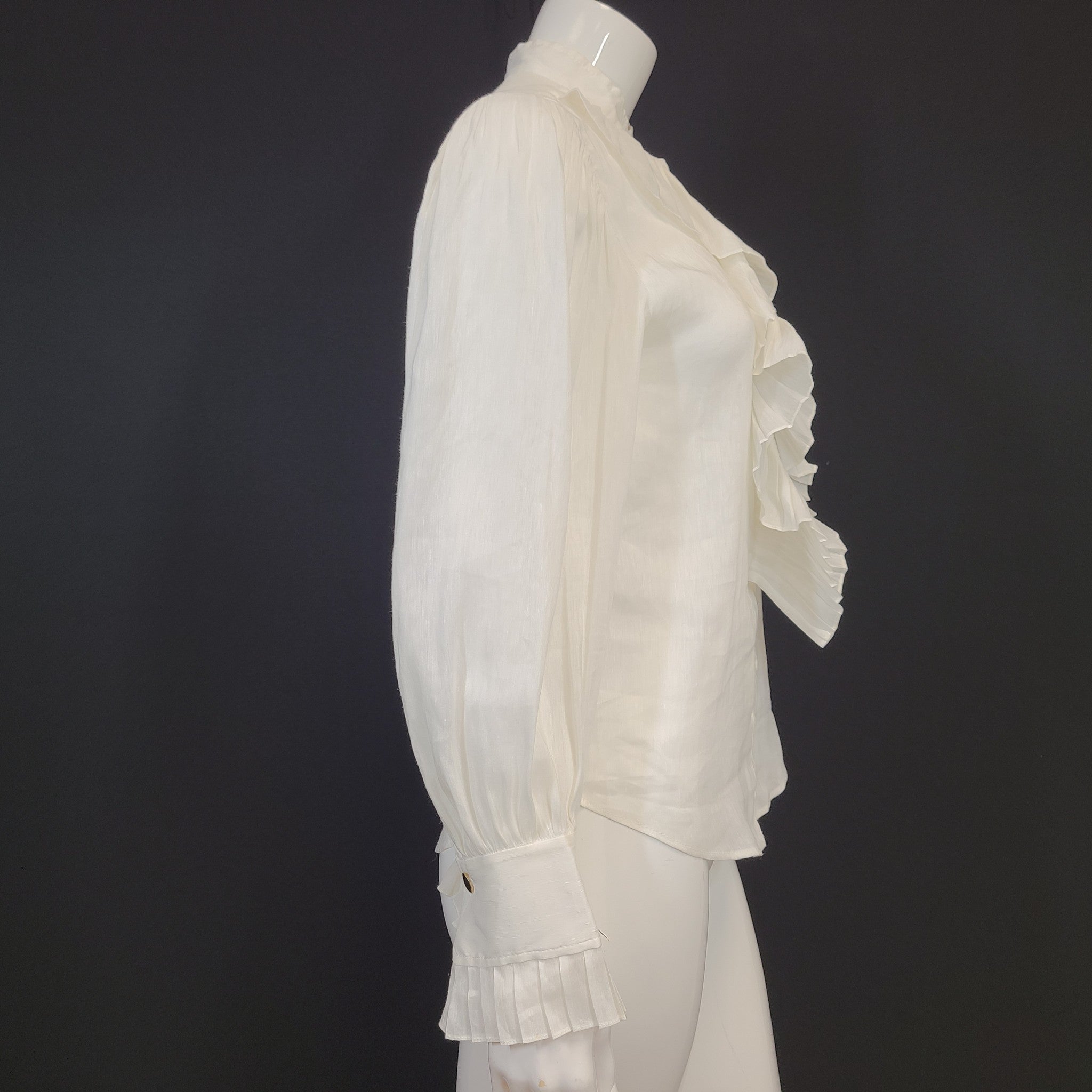 Sandro Paris Women's Fedel Silk & Linen Shirt Ruffled White Sz 0