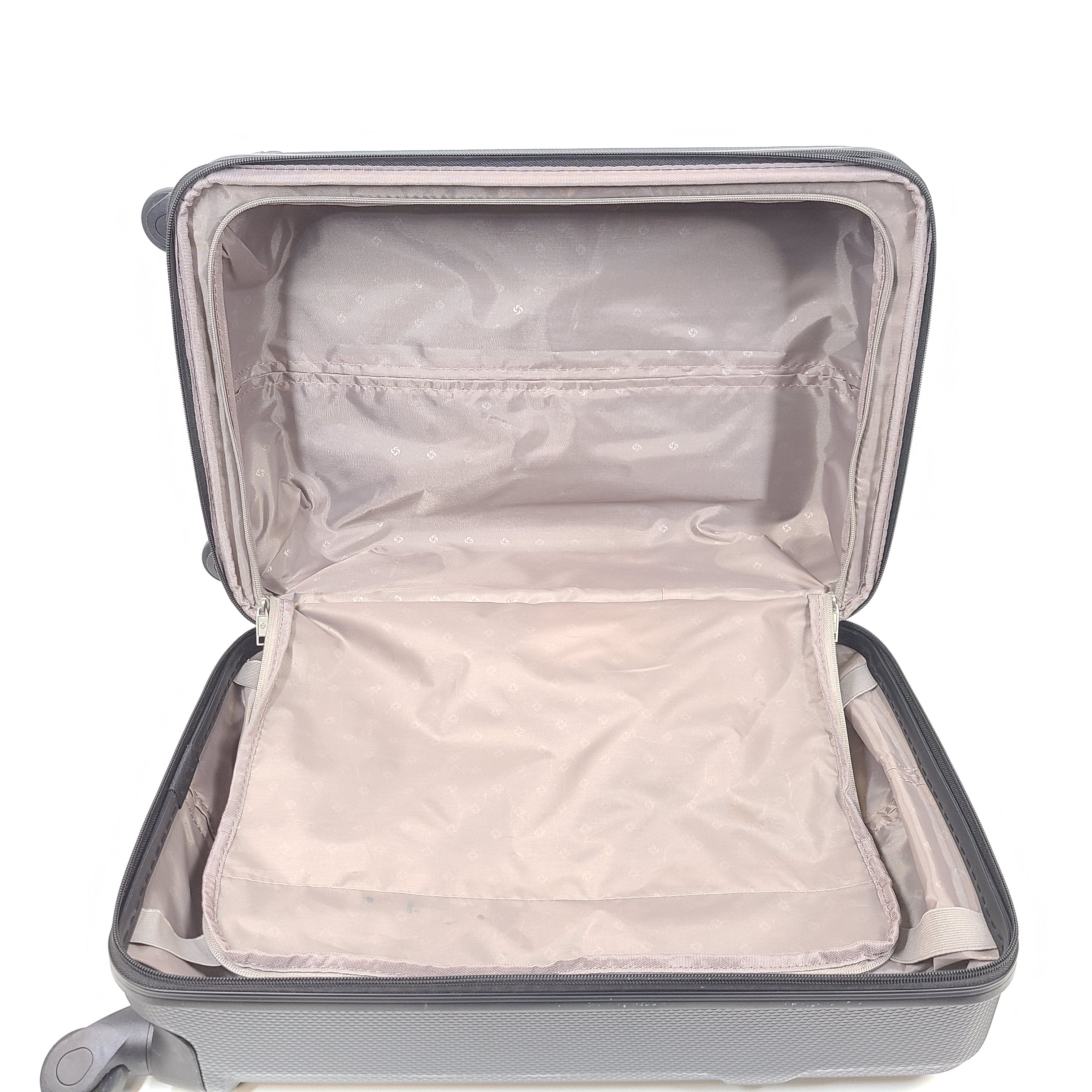 Gray Samsonite suitcase model 73652 with minor exterior scratches and light wear.