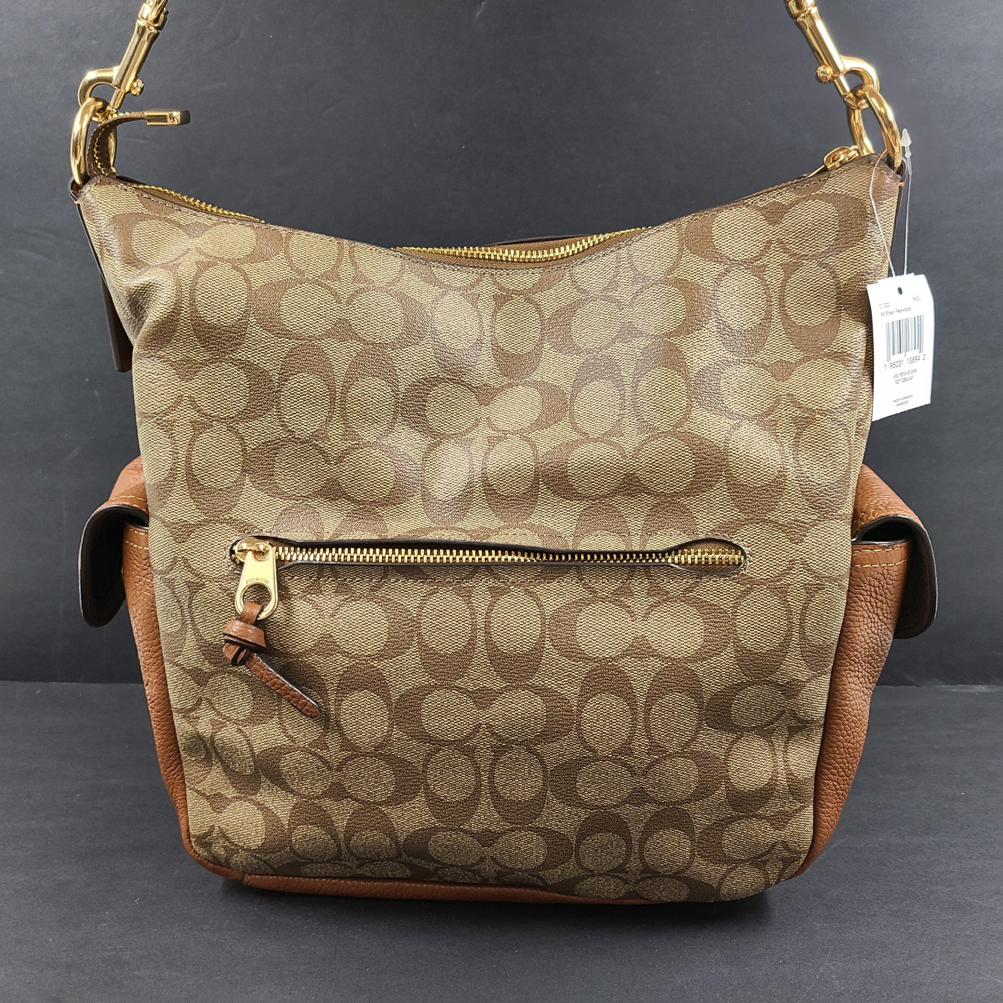 Coach Pennie Shoulder Bag (Khaki Redwood) Signature Coated Canvas Handbag C1523