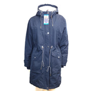 Tommy Hilfiger Women's Parka Coat Sherpa Lining Hooded Warm Navy Blue Sz L NWT