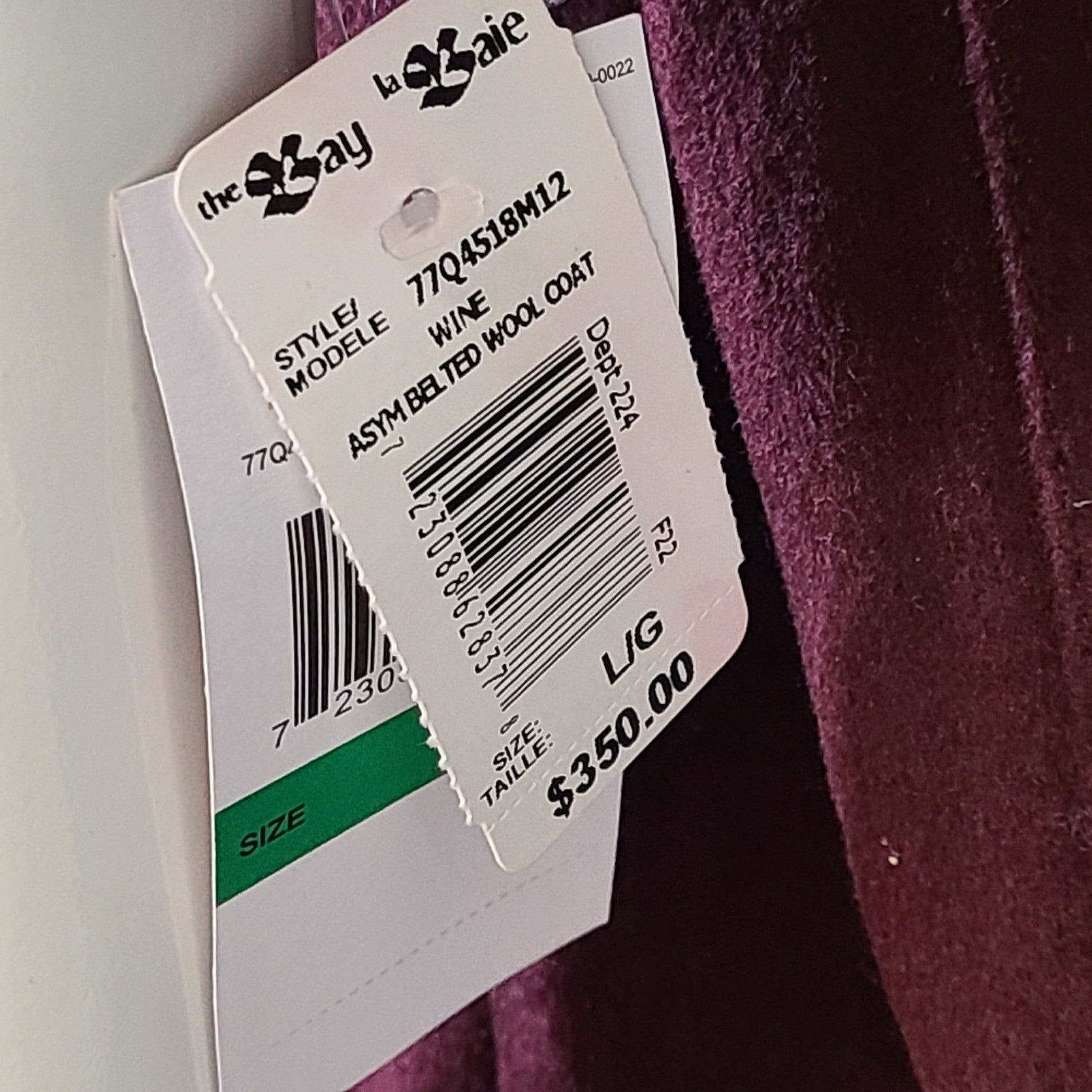 Michael Kors Women's Asymmetric Wool Blend Wrap Coat Merlot Burgundy Sz L NWT
