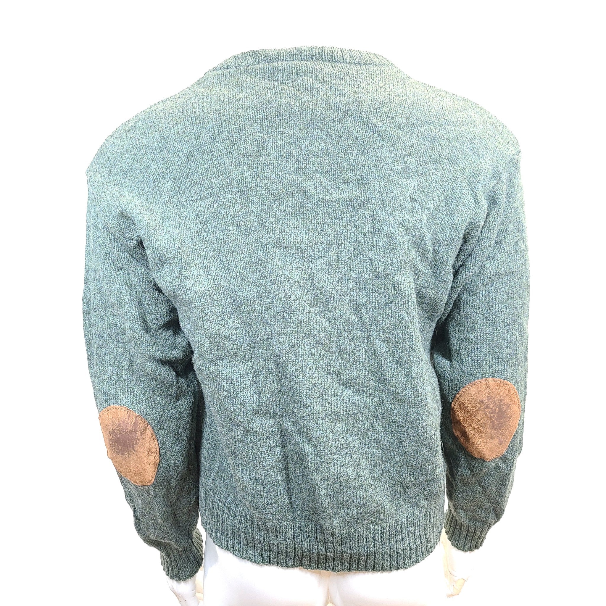 Doogan Donegal Men's Luxury Knit Sweater Elbow Patches Green Sz S