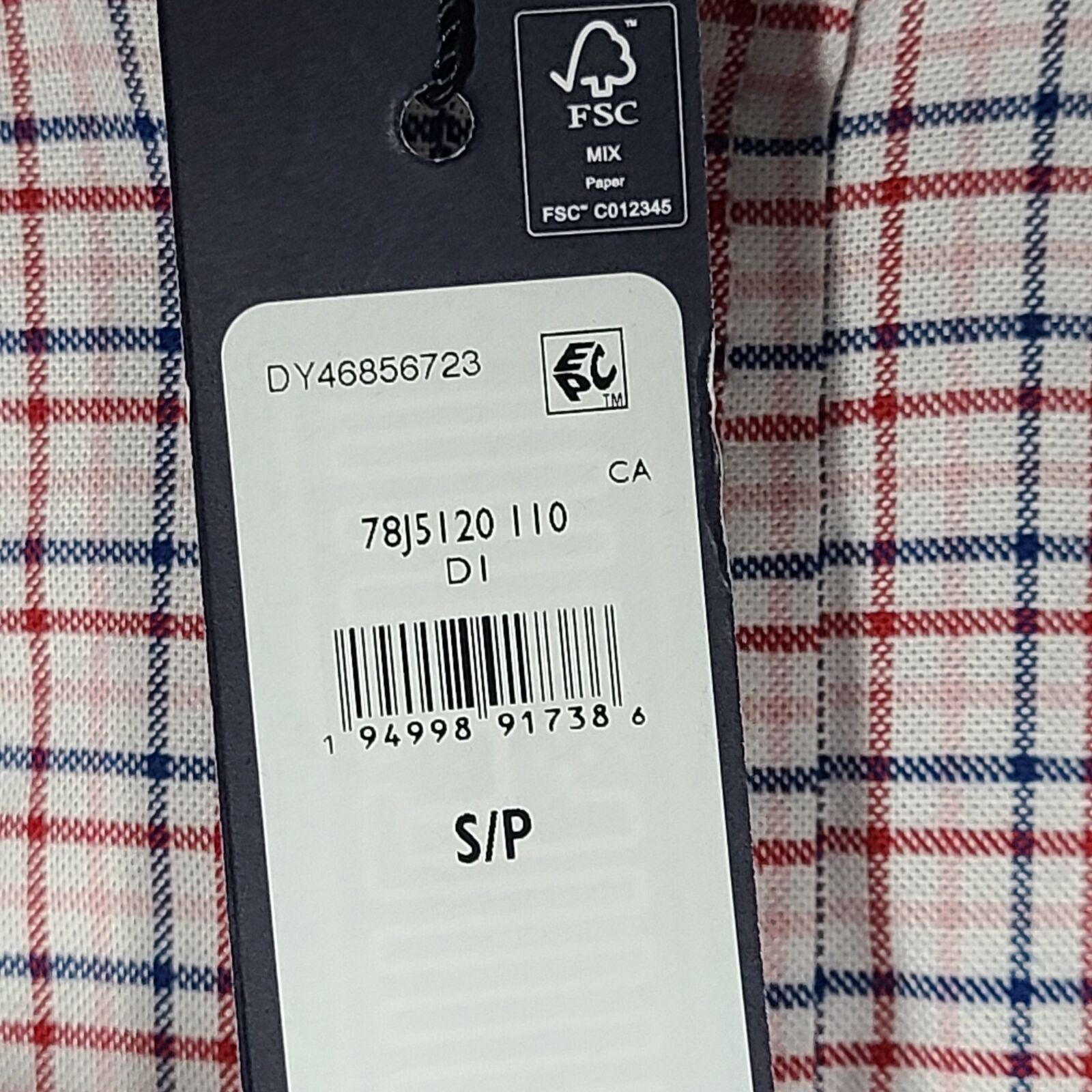 NWT Tommy Hilfiger Men's Checkered Dress Shirt Long Sleeve Buttoned Sz S