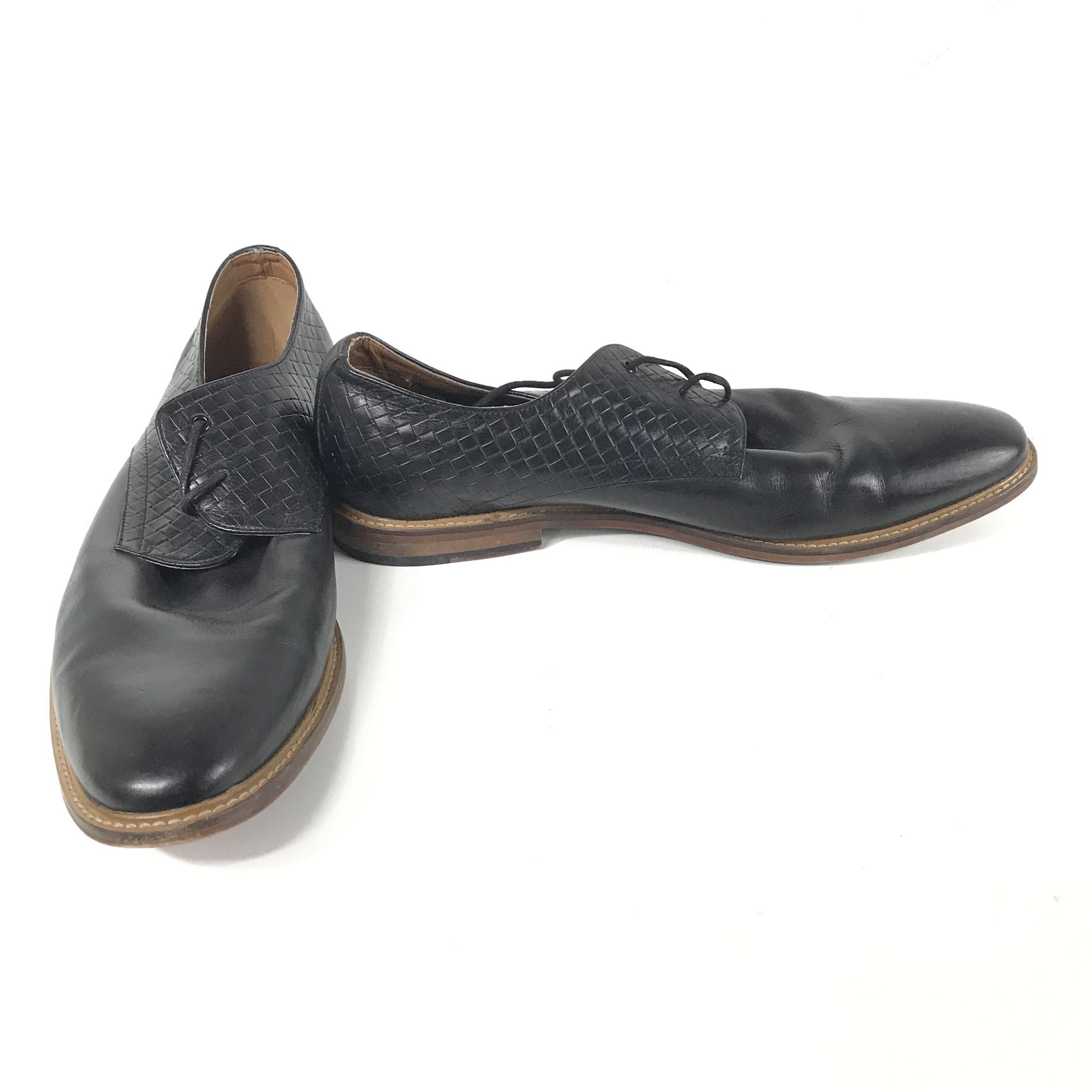 Aldo Men's Sodano Weave Derby Dress Shoes Black Leather Sz 10