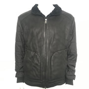 Moreschi Men's Leather & Quilted Fabric Bomber Jacket Black US Sz 48 XL