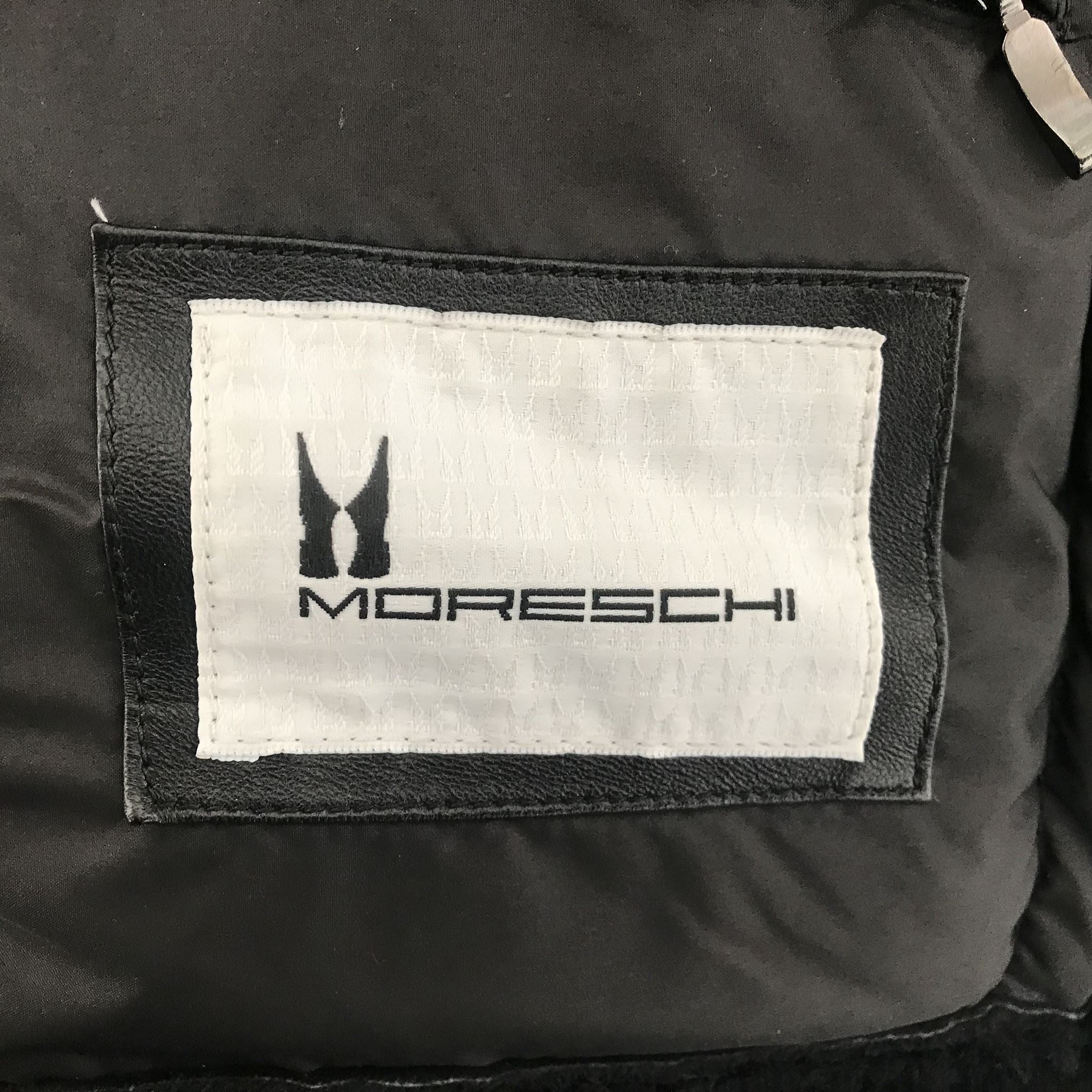 Moreschi Men's Leather & Quilted Fabric Bomber Jacket Black US Sz 48 XL