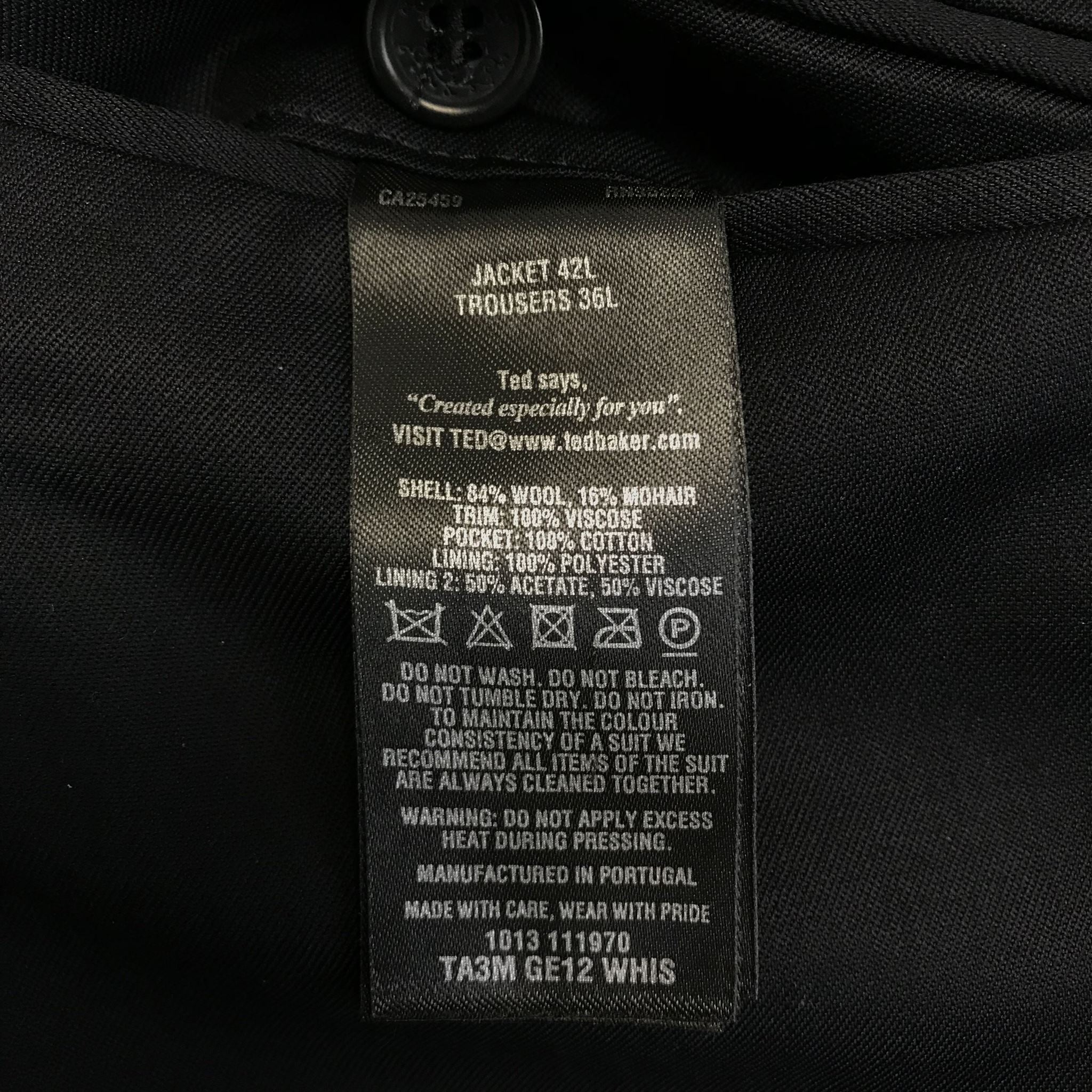 Ted Baker London Wool Mohair Dress Pants Trousers Navy 36L