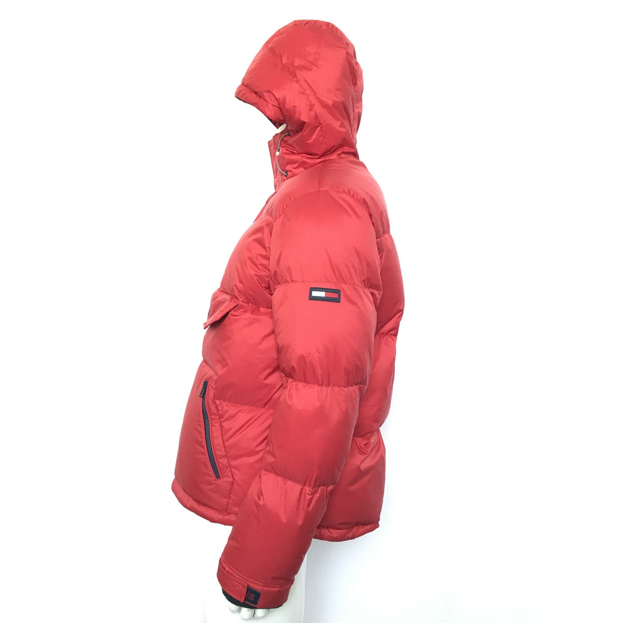 Tommy Hilfiger Men's Padded Popover Puffer Half Zip Jacket Red Sz S