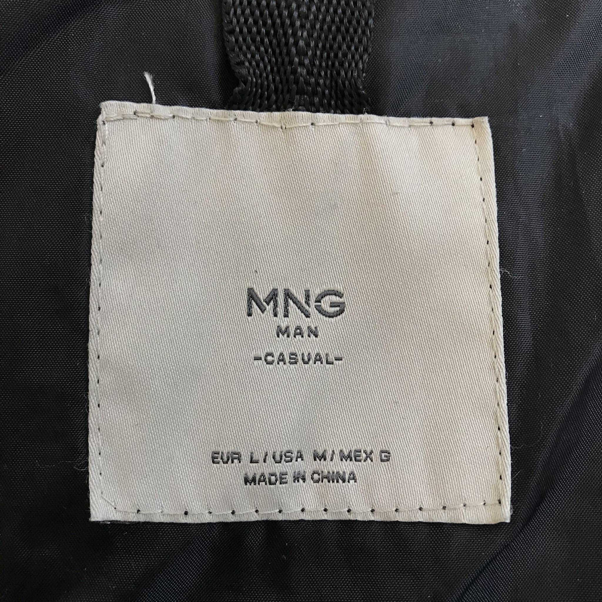 MNG Mango MAN Men's Faux Leather Hooded Puffer Parka Black Sz M