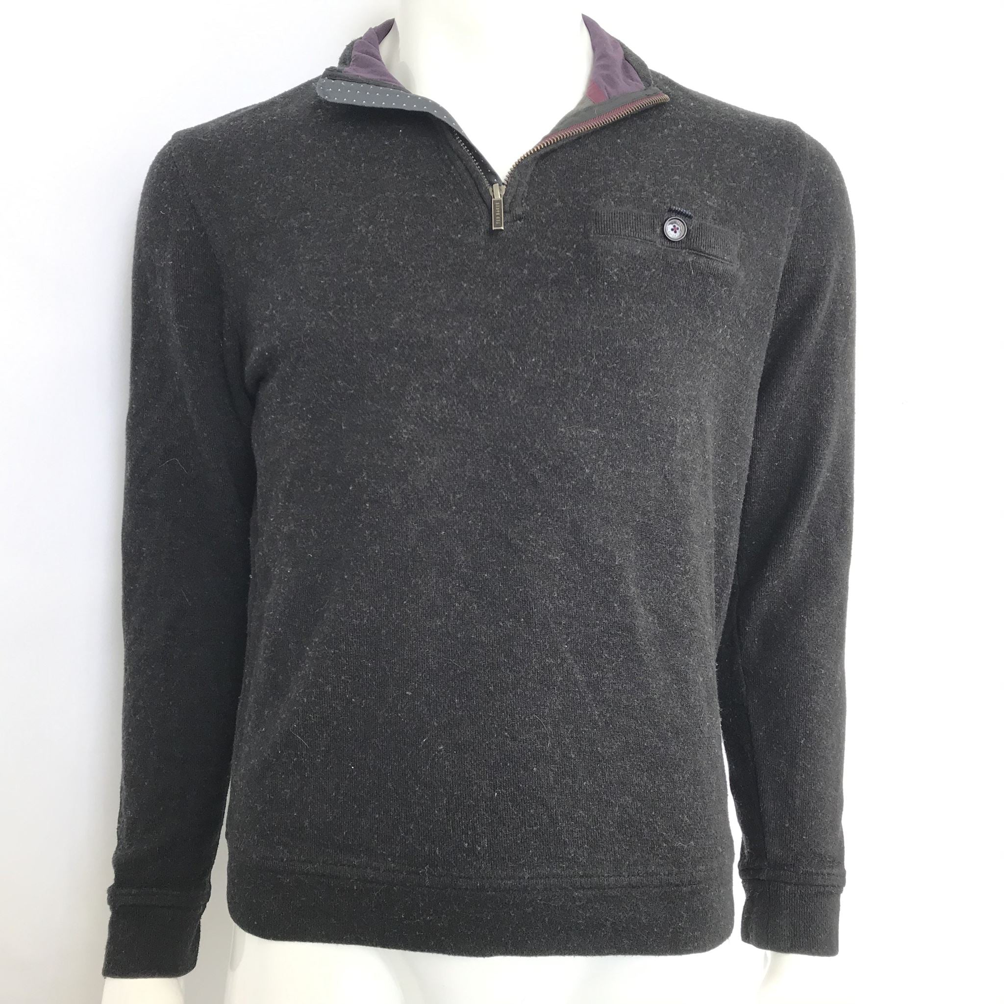 Ted Baker Men's Valerio Funnel Neck Sweater Charcoal Gray Sz M (3)