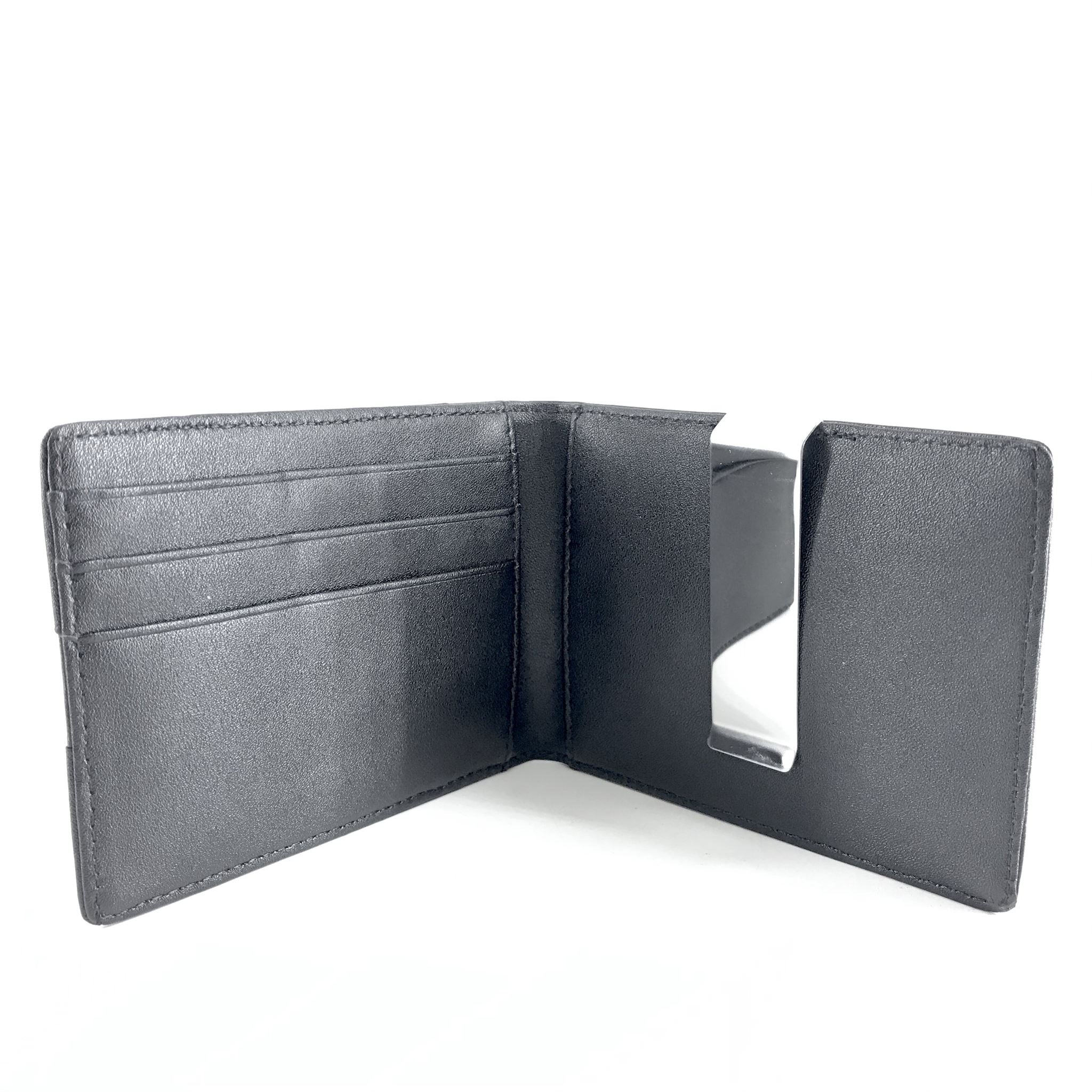 Makin Men's Black Faux Leather Cardholder Wallet with Money Clip