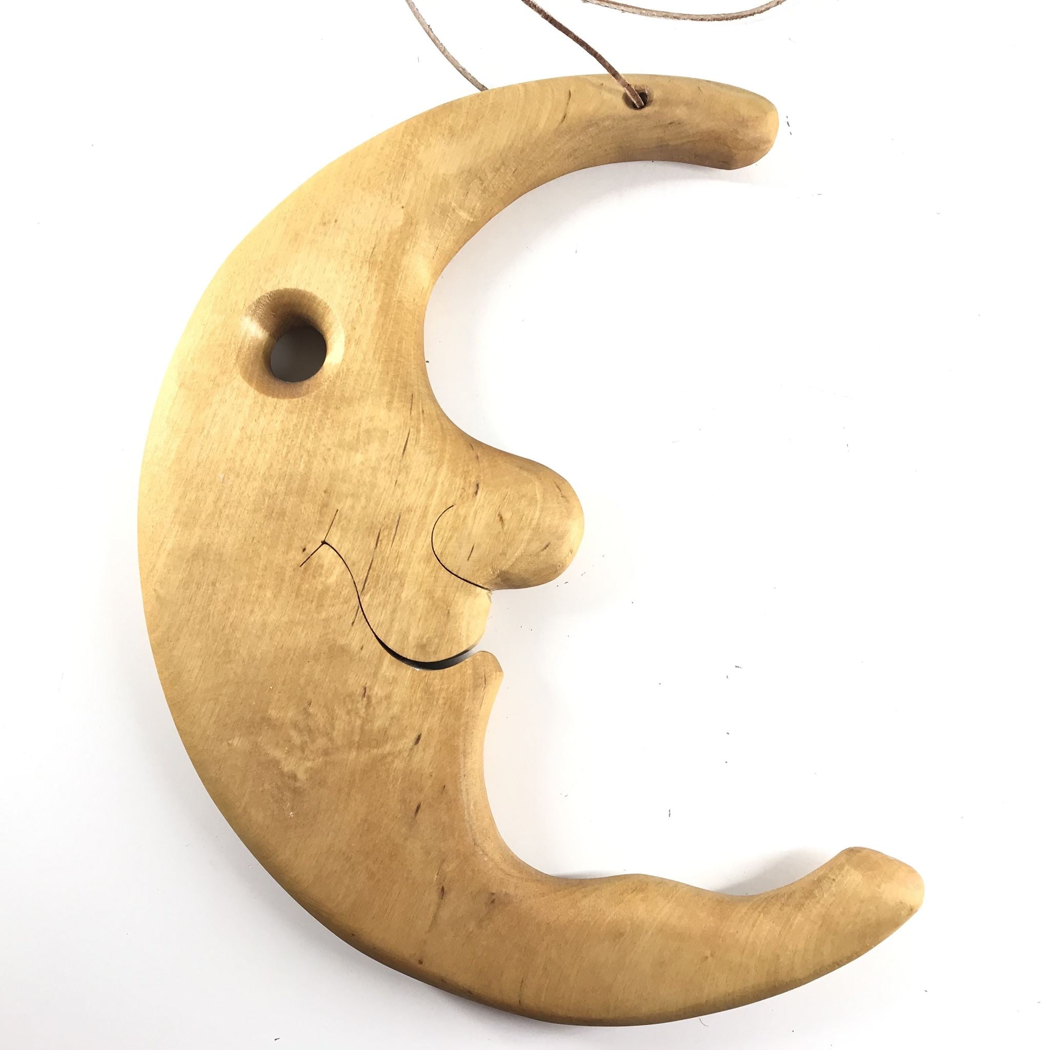 Carved Solid Wood Moon Children's Kid's Bedroom Wall Hanging Decor