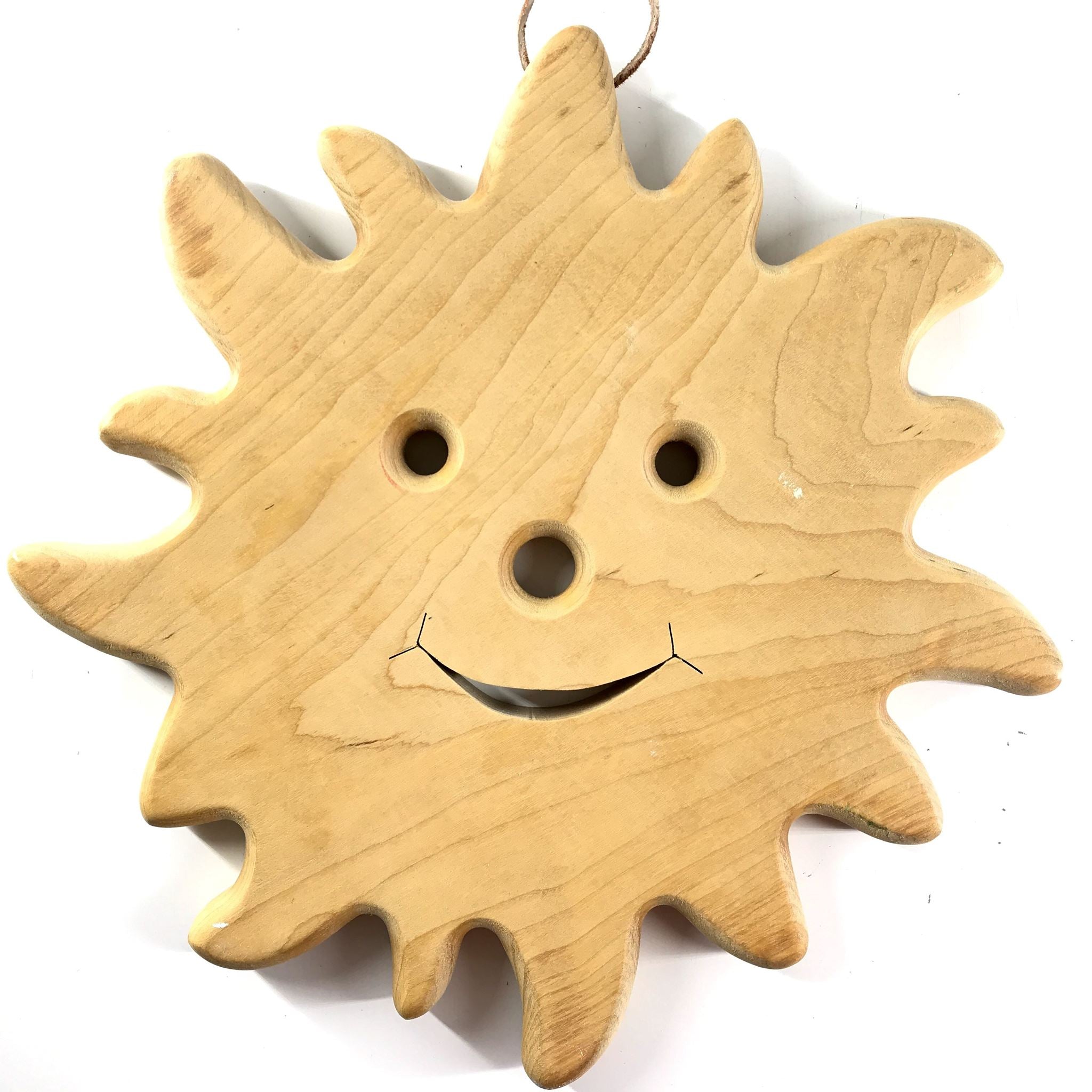 Carved Solid Wood Sun Children's Kid's Bedroom Wall Hanging Decor