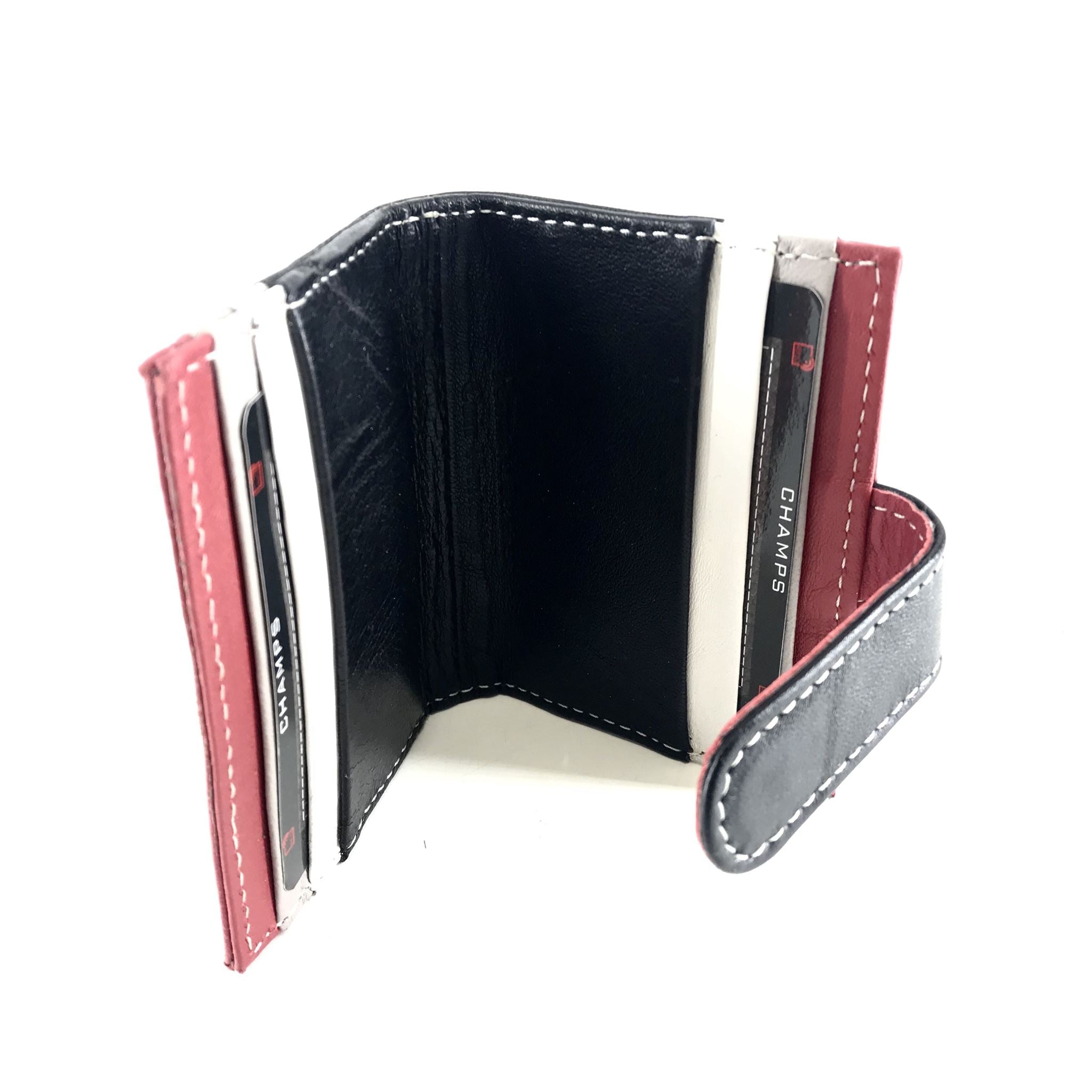 Champs Leather RFID Block Cardholder Wallet Red Gray Black