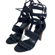 Bebe Block Heel Gladiator Sandals Black Suede Sz 9
