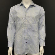 Tommy Hilfiger Men's Buttoned Dress Shirt Blue White Yellow Checks Sz 17