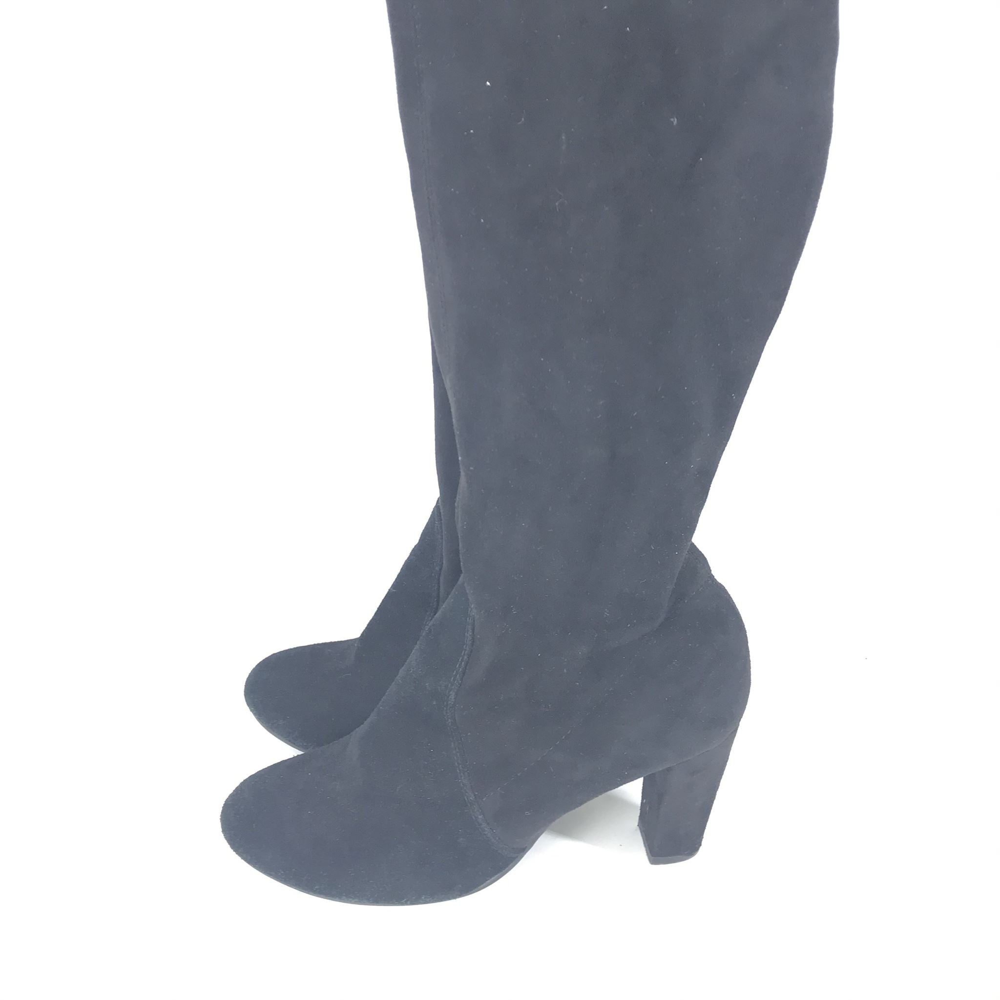 Stuart Weitzman Kirstie 80 Over the Knee Boots Black Suede Sz 39