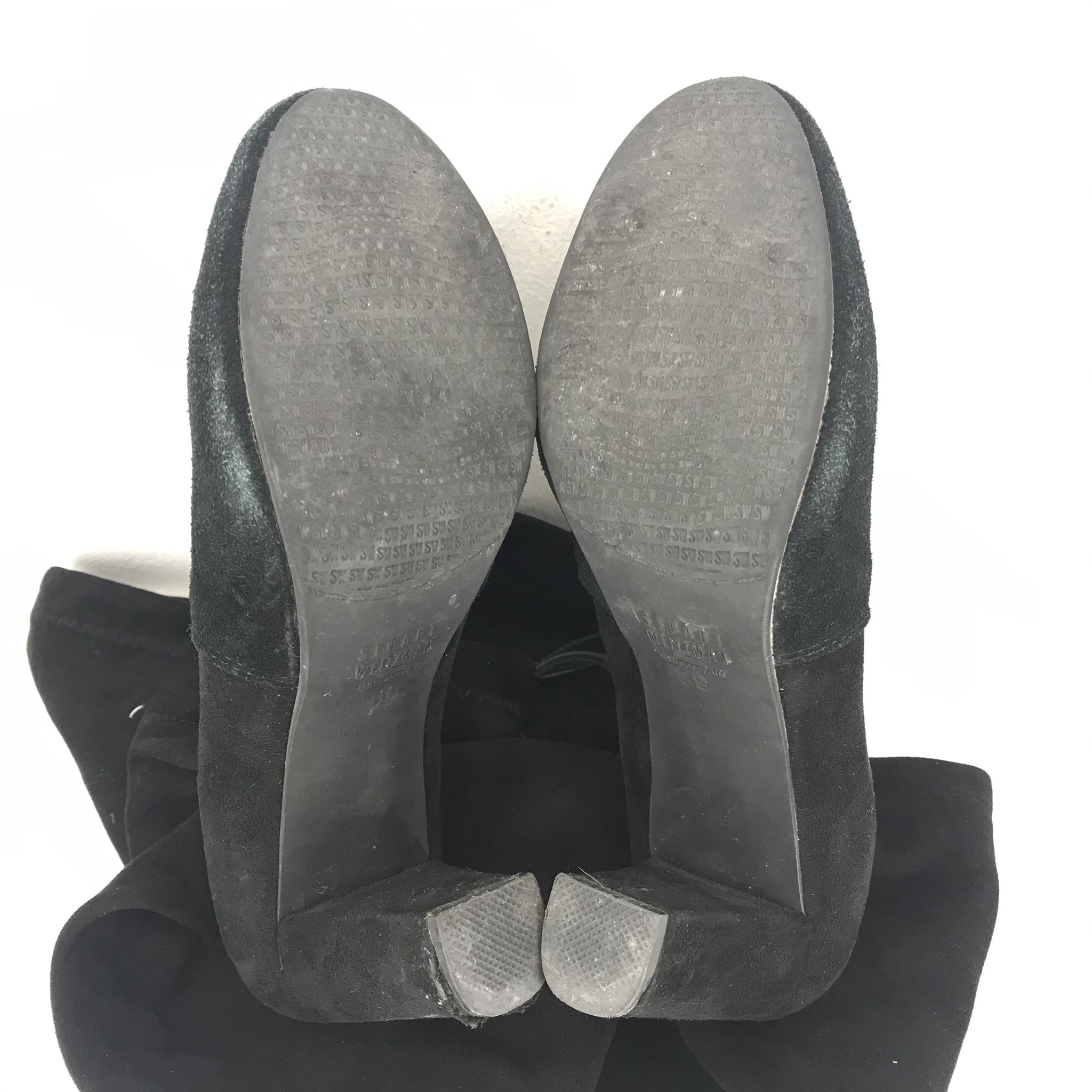 Stuart Weitzman Kirstie 80 Over the Knee Boots Black Suede Sz 39