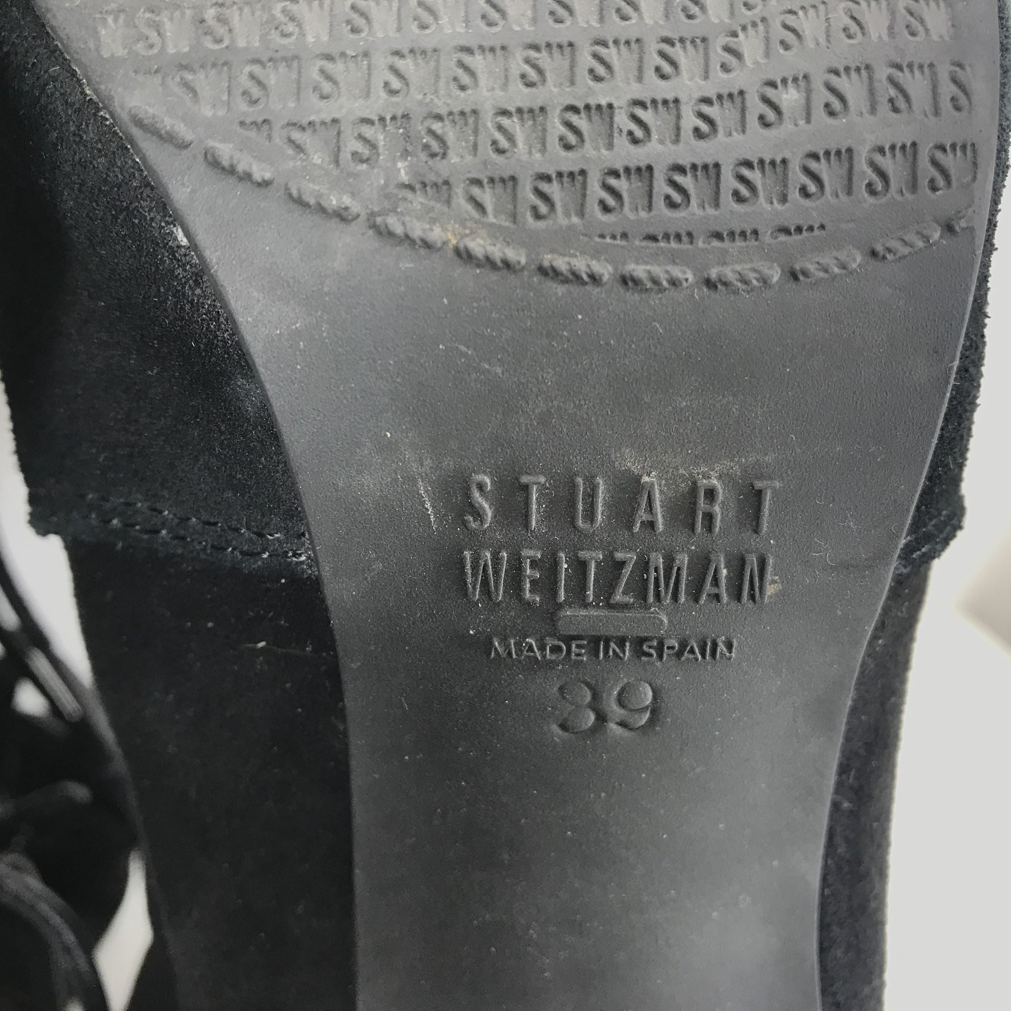 Stuart Weitzman Kirstie 80 Over the Knee Boots Black Suede Sz 39