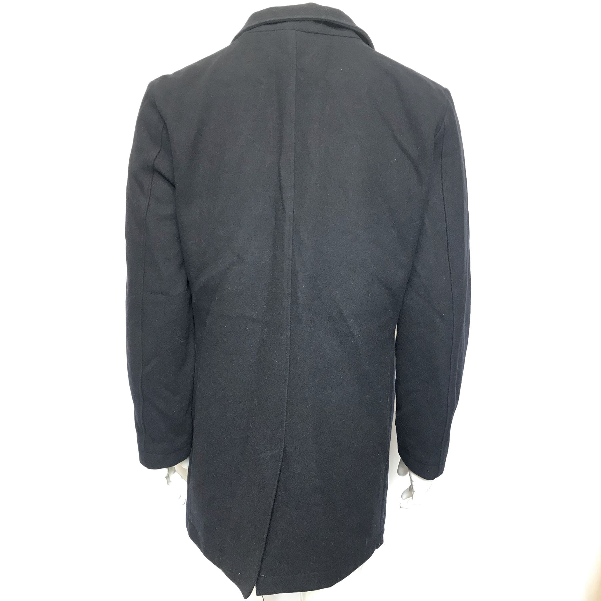 French Connection FCUK Men's Button-Up Overcoat Sz M - Navy Blue