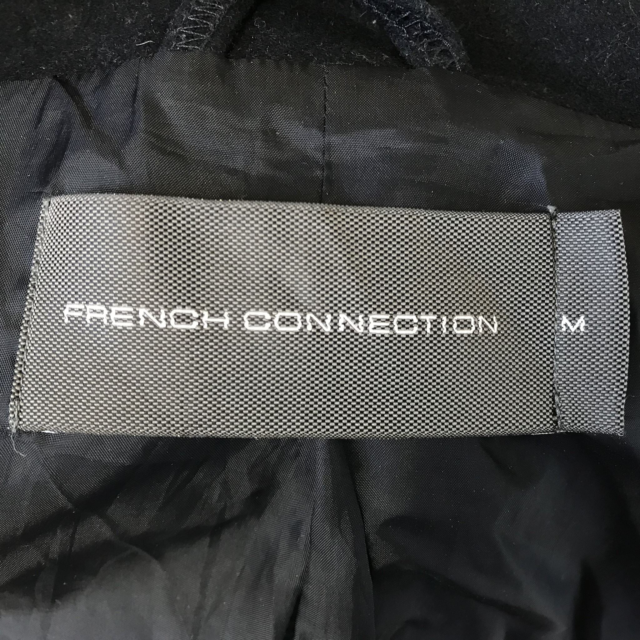 French Connection FCUK Men's Button-Up Overcoat Sz M - Navy Blue