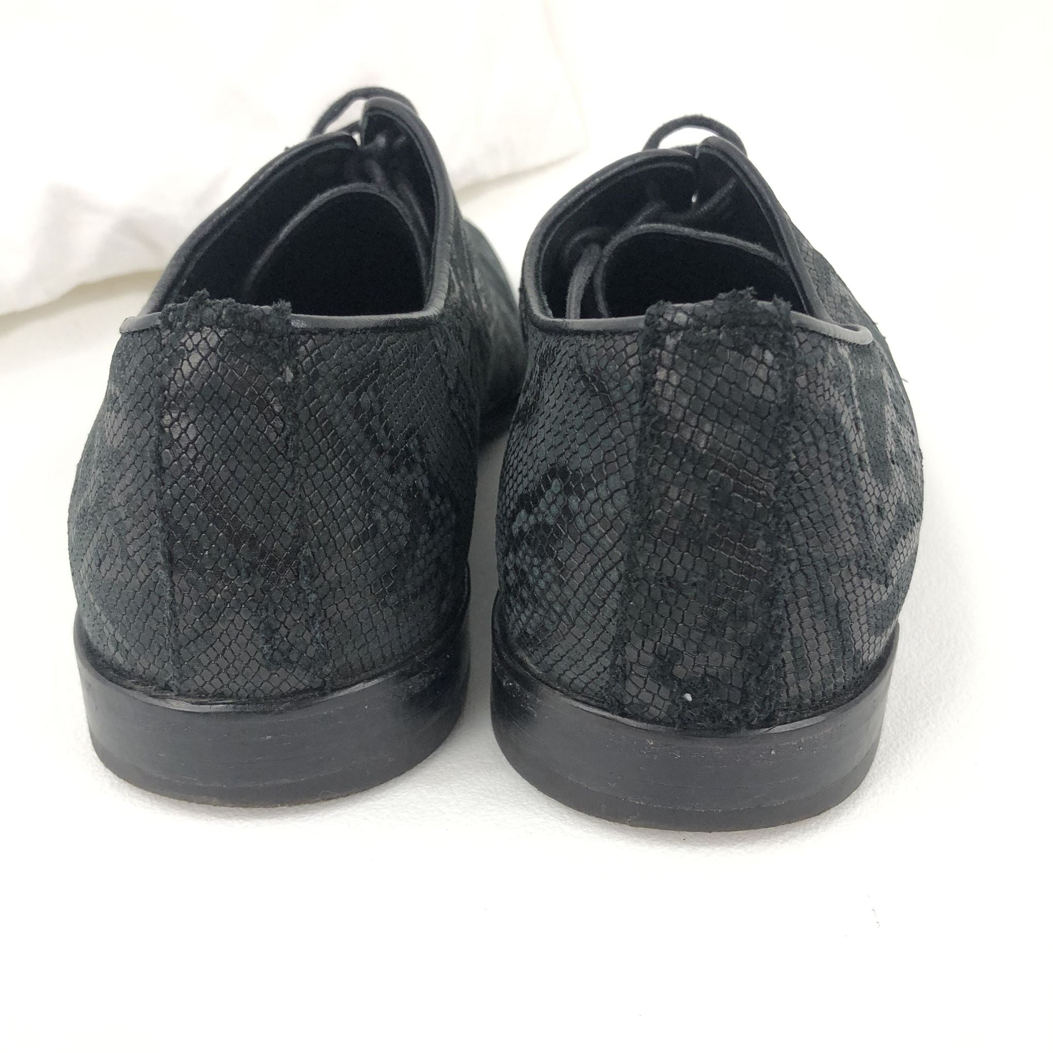 Versace Barocco Python Embossed Men's Oxford Shoes Black Sz 40.5 US7.5