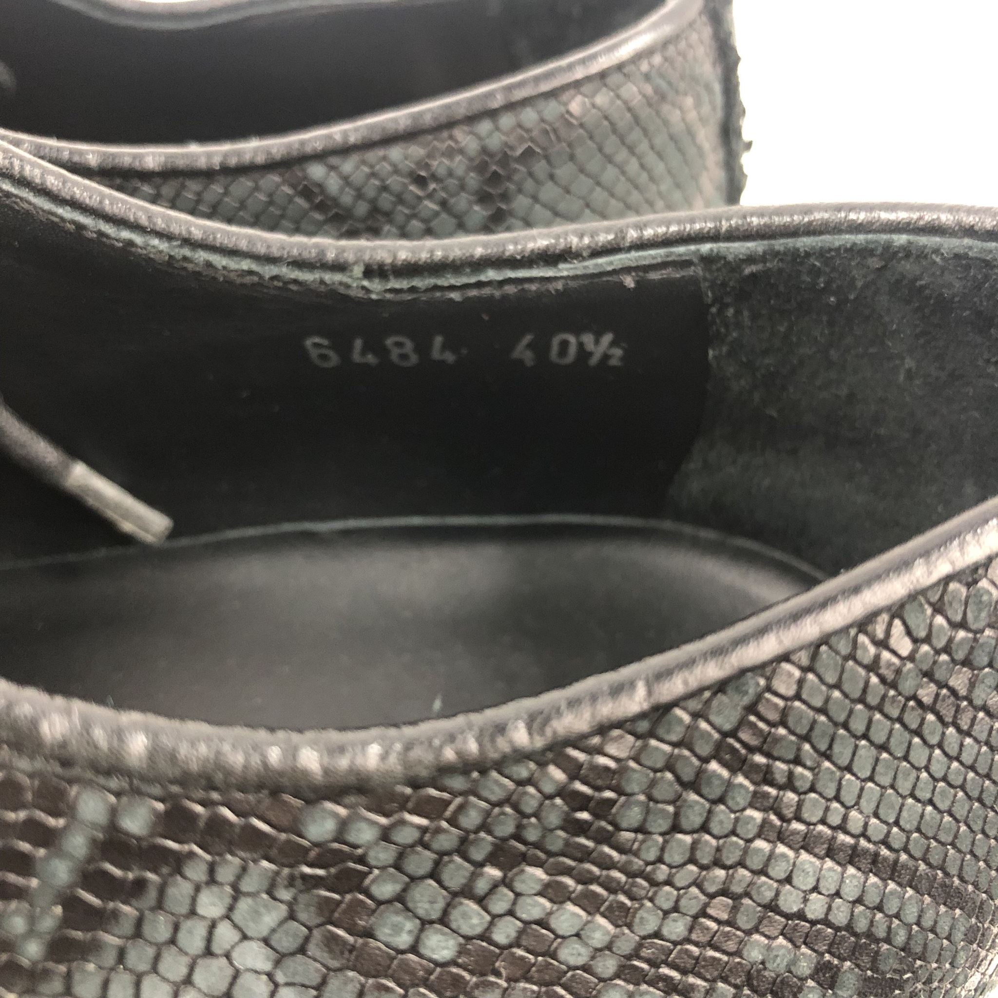 Versace Barocco Python Embossed Men's Oxford Shoes Black Sz 40.5 US7.5