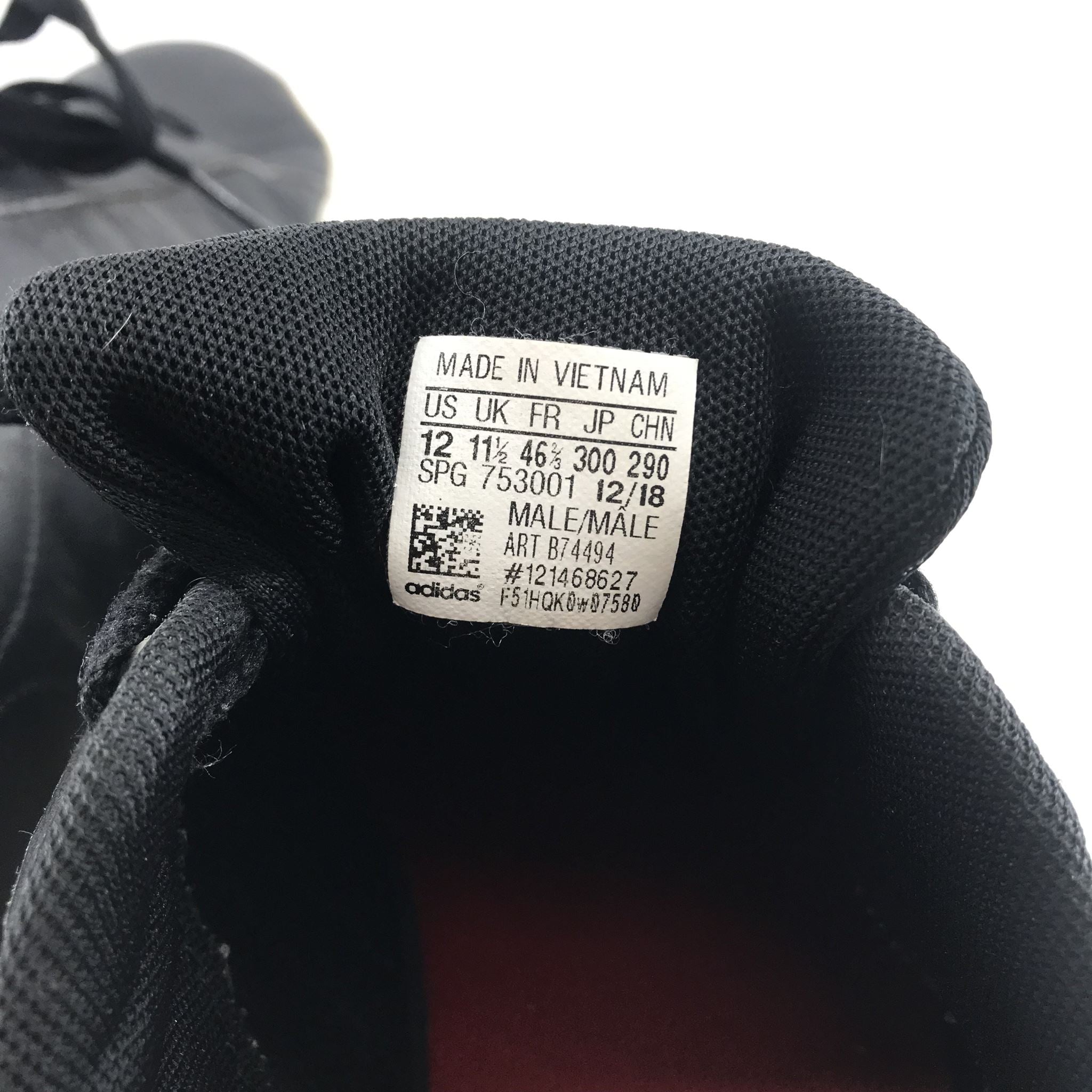 adidas Neo Sneakers VS Pace Black 3 Stripes Men's US Sz 12 B74494