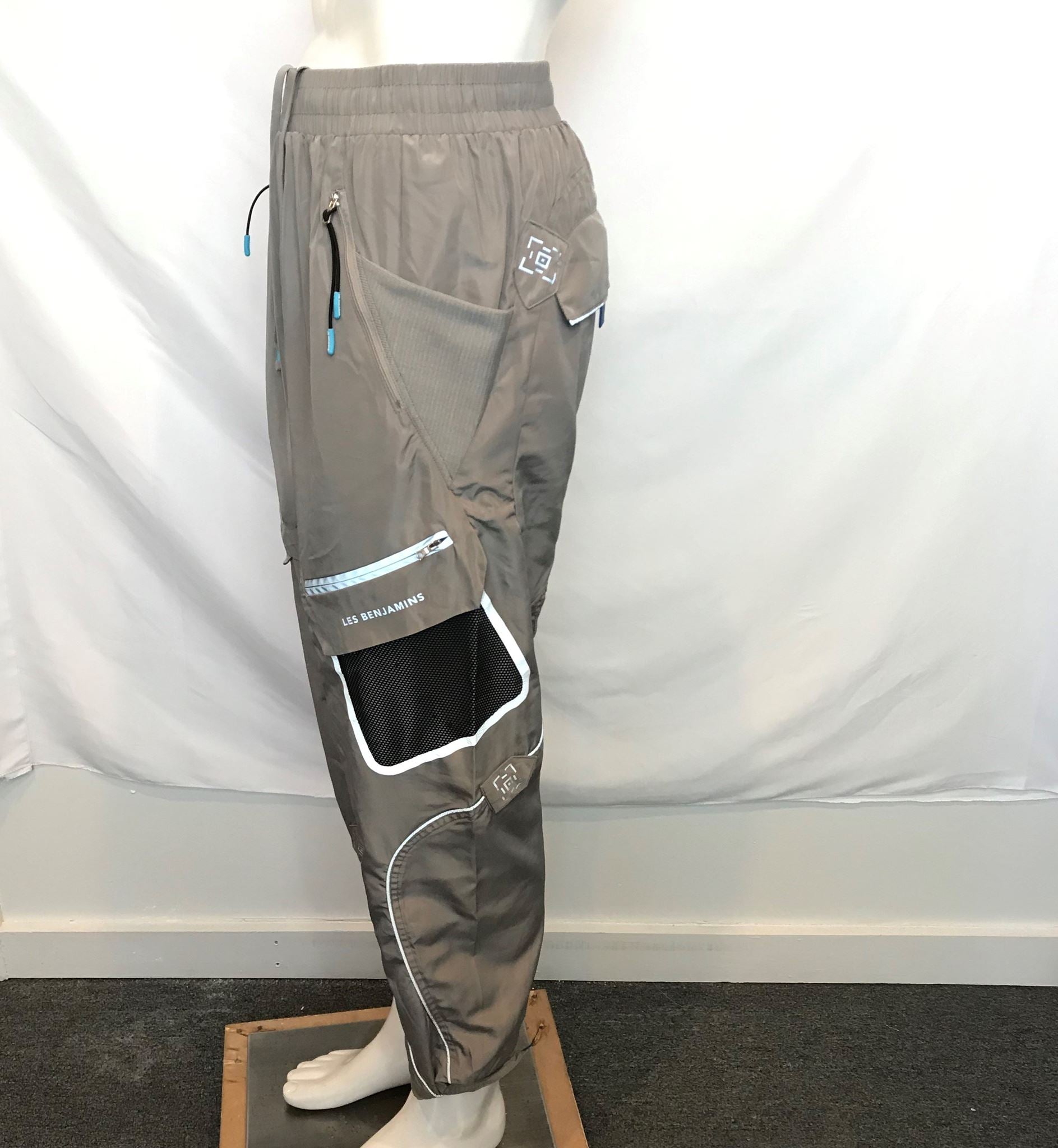 Les Benjamins Utility Pant 009 Gray Joggers Reflective Detail Men's Size S