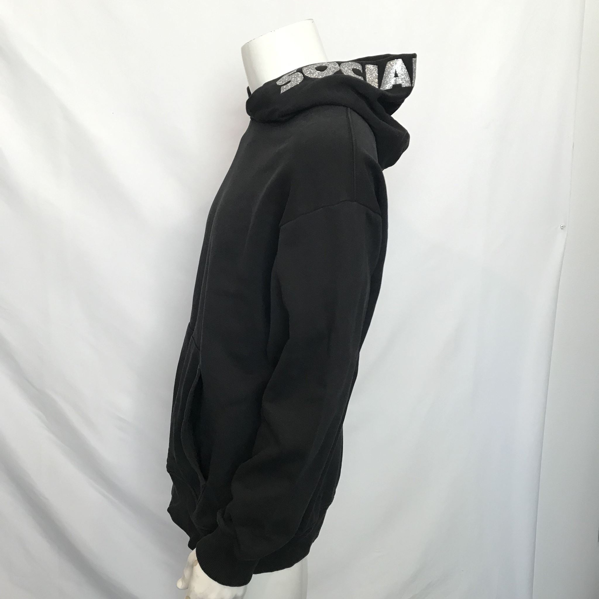 In Private Studio Social Anxiety Glitter Text Black Hoodie Unisex Size M